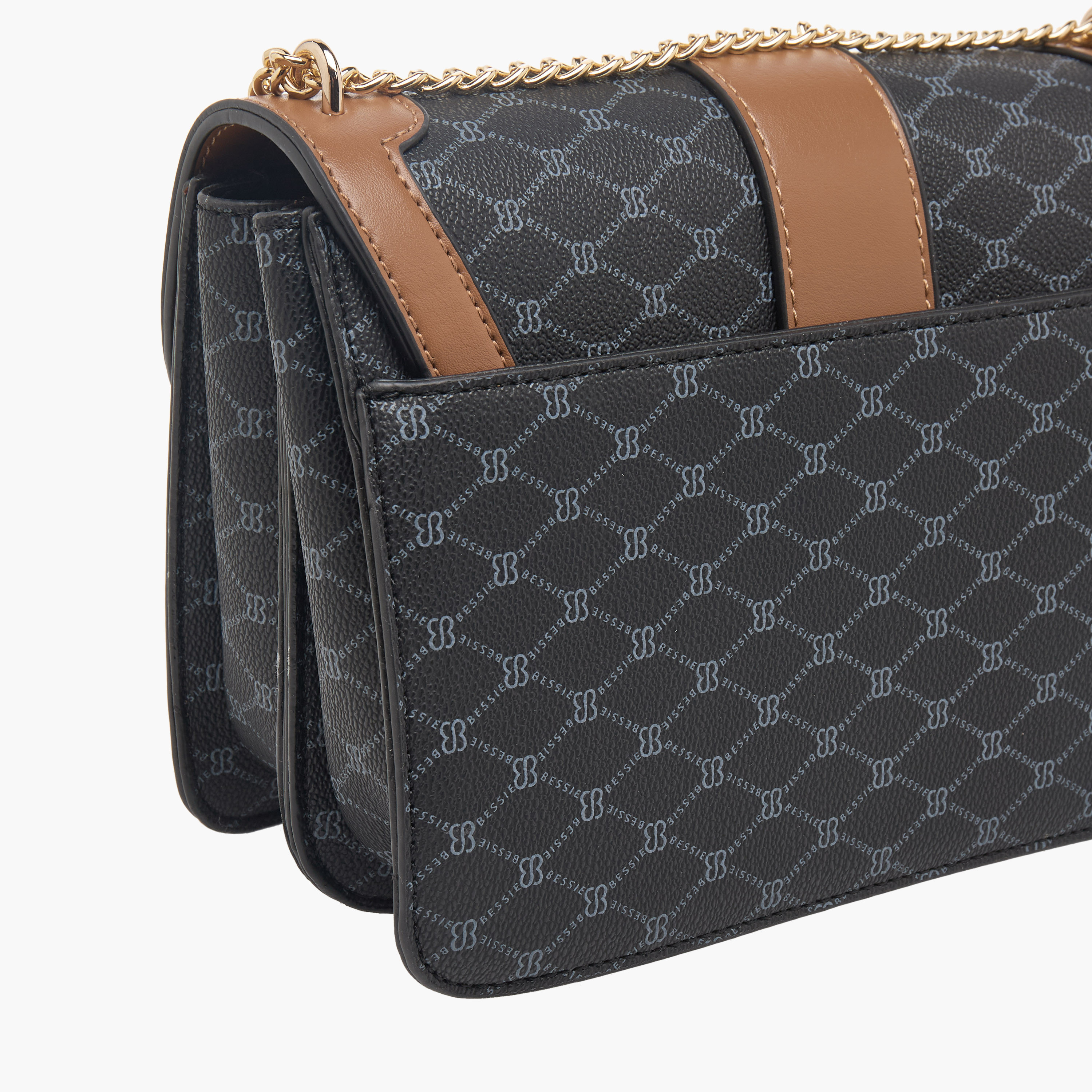 Bessie London Monogram Print Crossbody Bag with Chain Strap-women-bagsandwallets-handbags-image-5