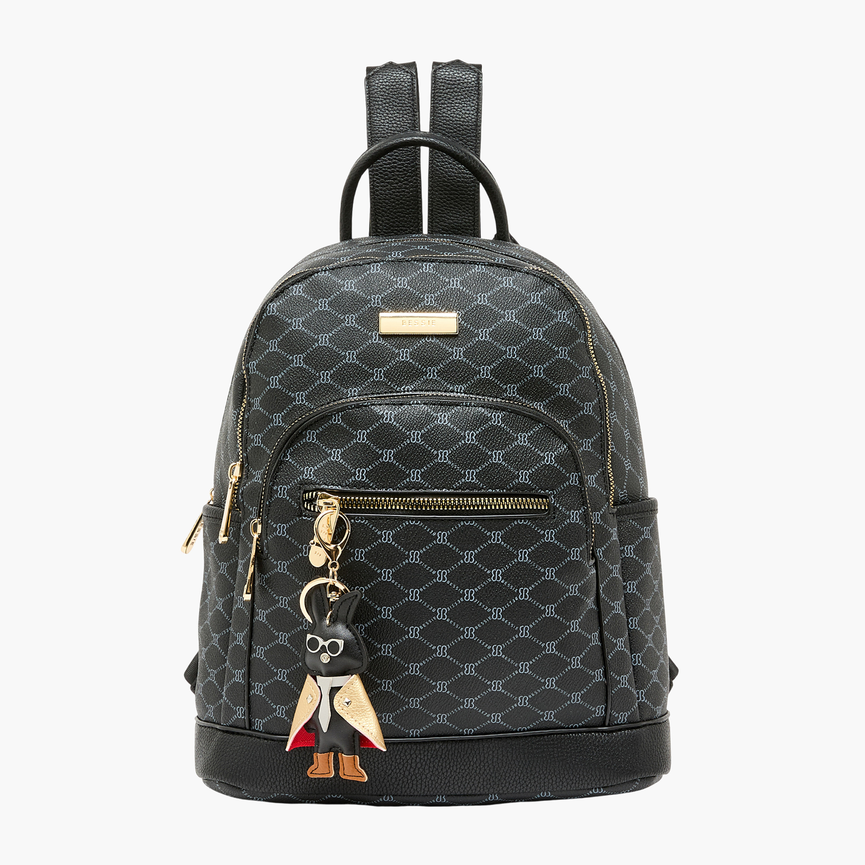Bessie London Monogram Print Backpack with Adjustable Straps-women-bagsandwallets-backpacks-image-1
