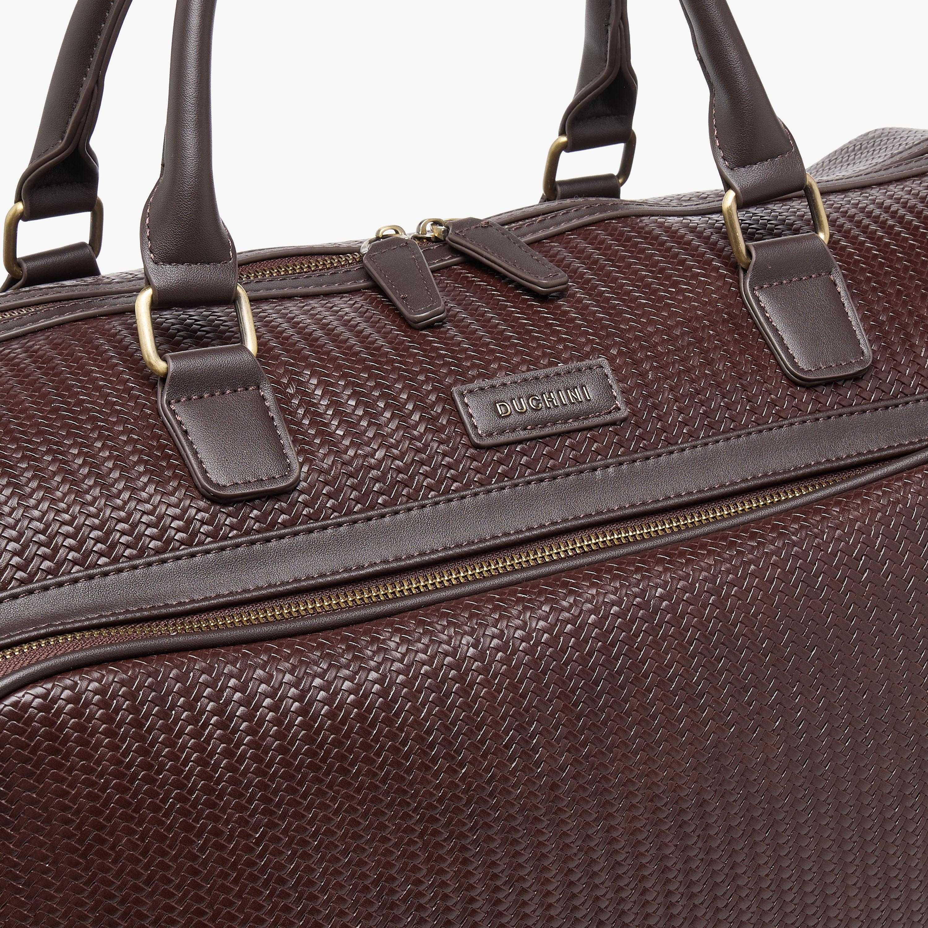 Duchini Textured Duffle Bag with Zip Closure and Detachable Strap-travel-luggagesandbags-dufflebags-image-4