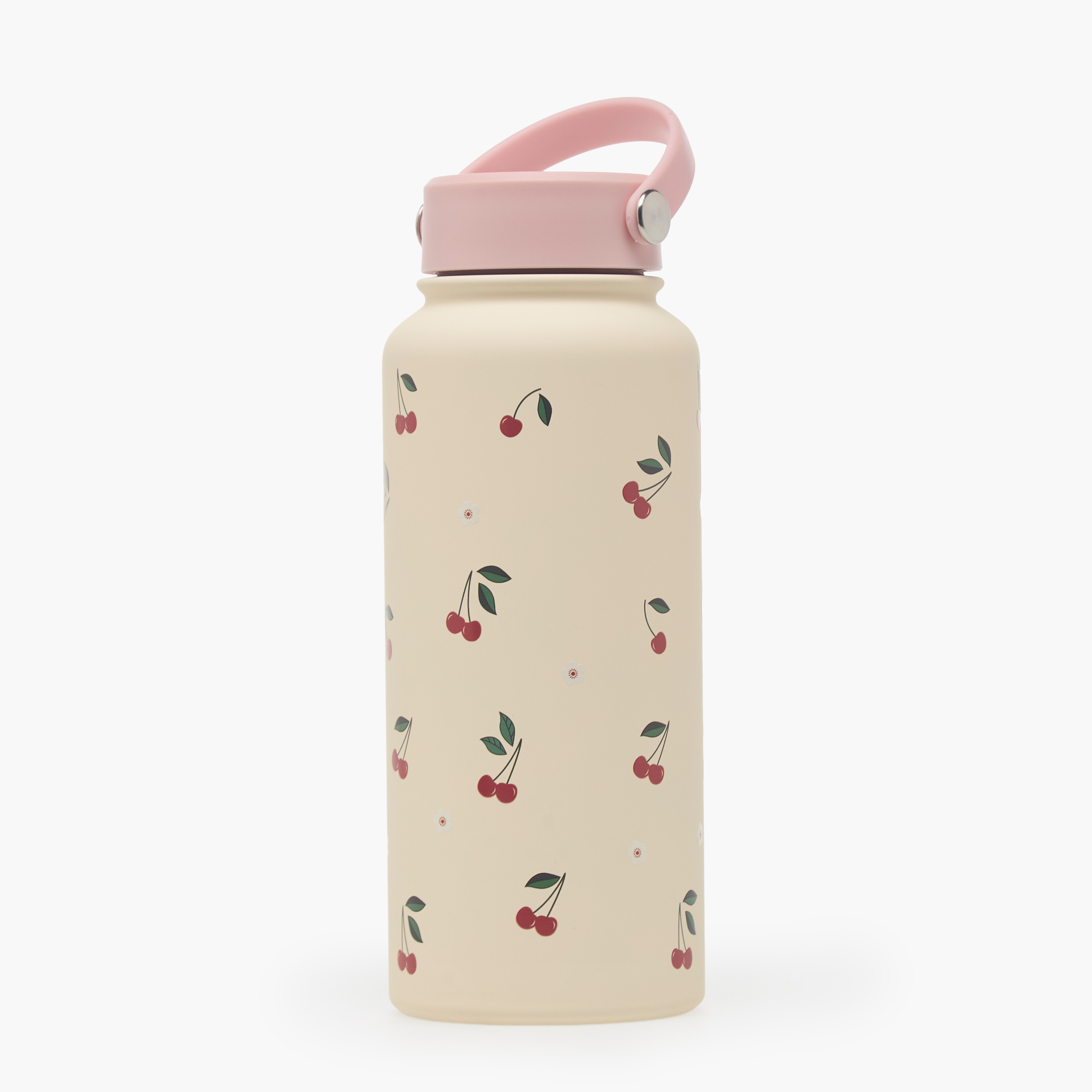 Cherry Print Double Wall Stainless Steel Water Bottle with Handle - 1 L-household-dining-drinkserveware-bottles-image-1