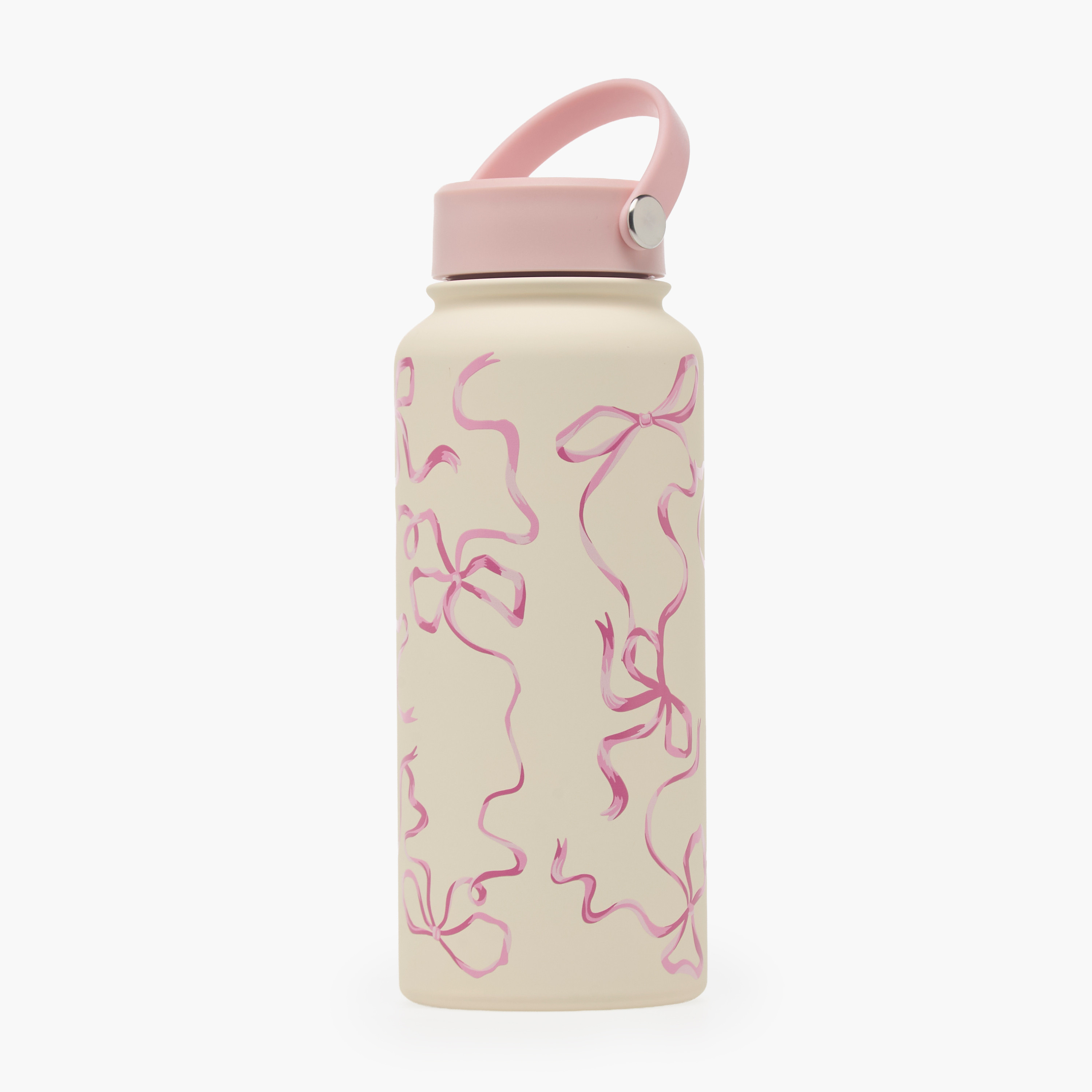 Bow Print Double Wall Stainless Steel Water Bottle with Handle - 1 L-household-dining-drinkserveware-bottles-image-1