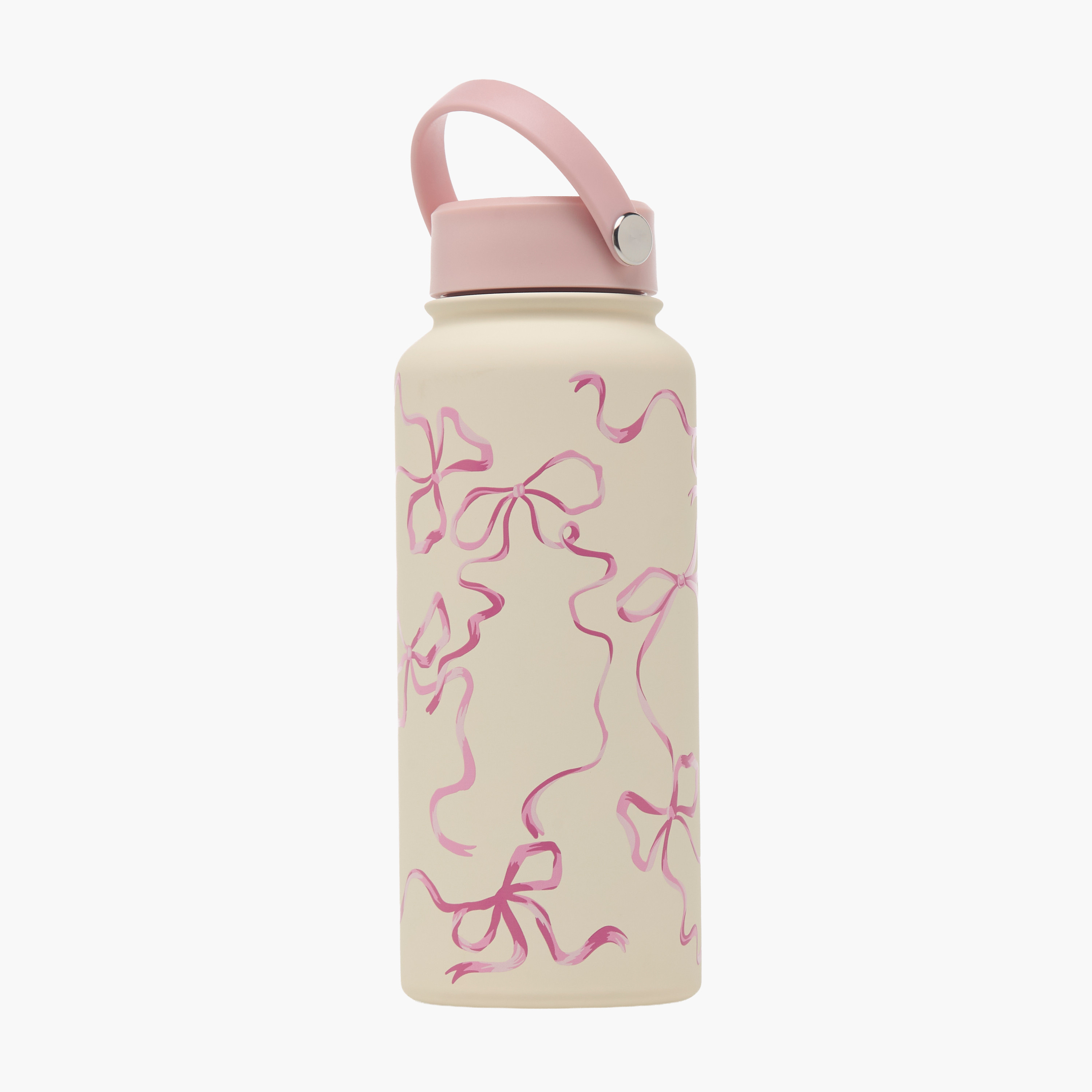 Bow Print Double Wall Stainless Steel Water Bottle with Handle - 1 L-household-dining-drinkserveware-bottles-image-3