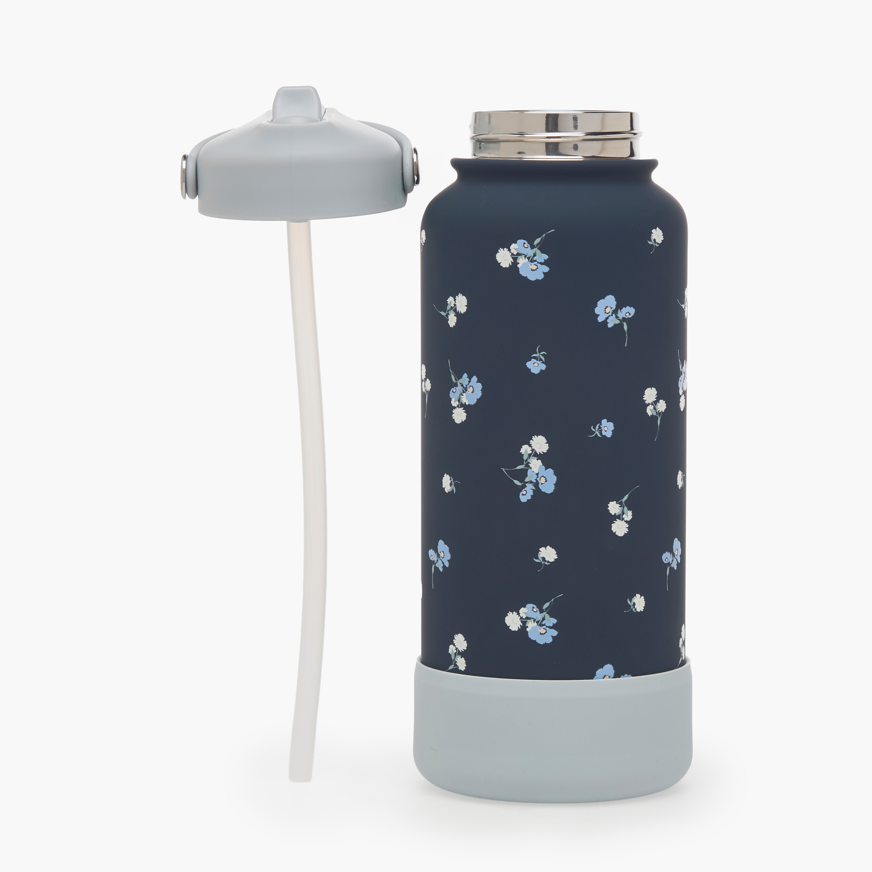 Floral Print Double Wall Stainless Steel Water Bottle with Handle - 1 L-household-dining-drinkserveware-bottles-image-2