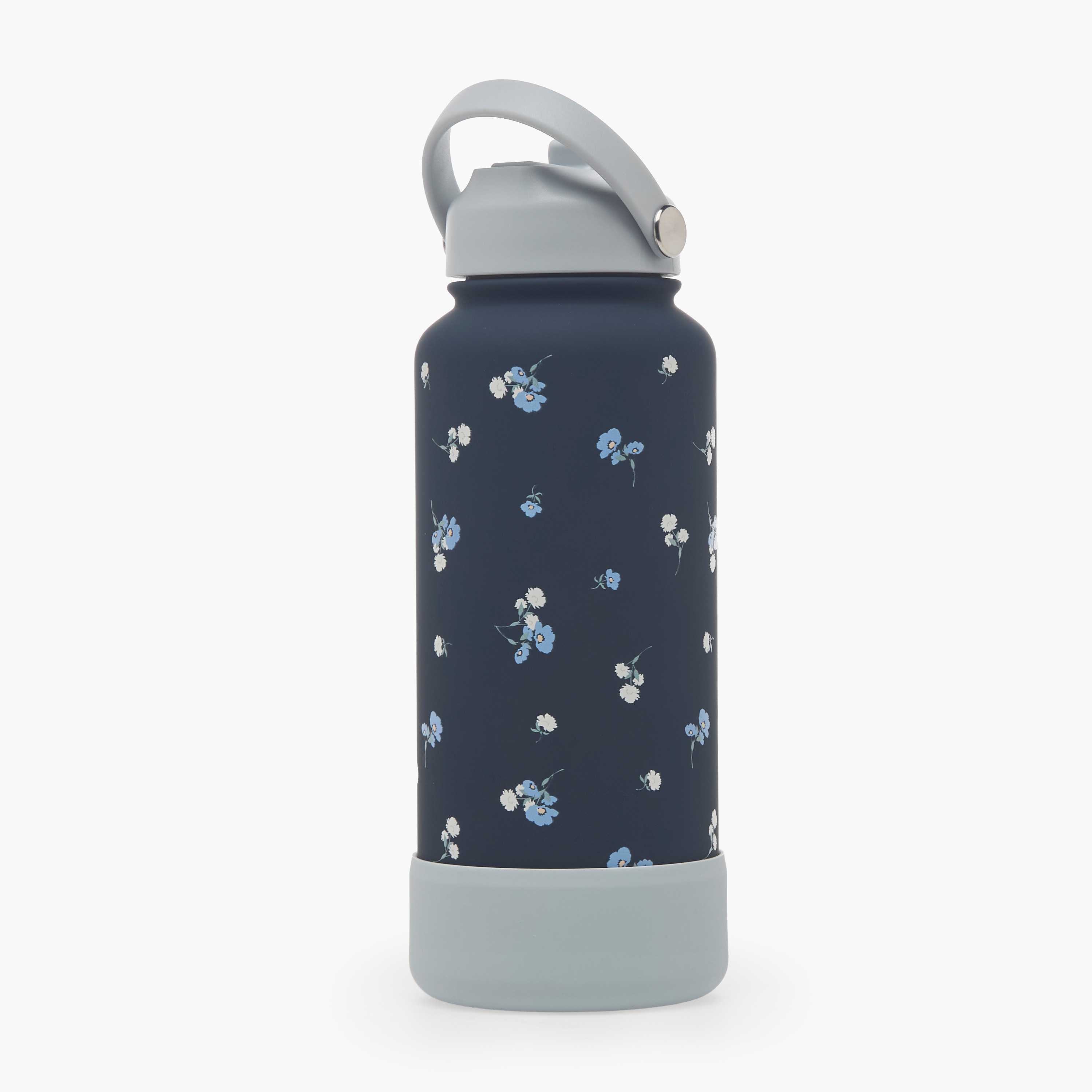 Floral Print Double Wall Stainless Steel Water Bottle with Handle - 1 L-household-dining-drinkserveware-bottles-image-3