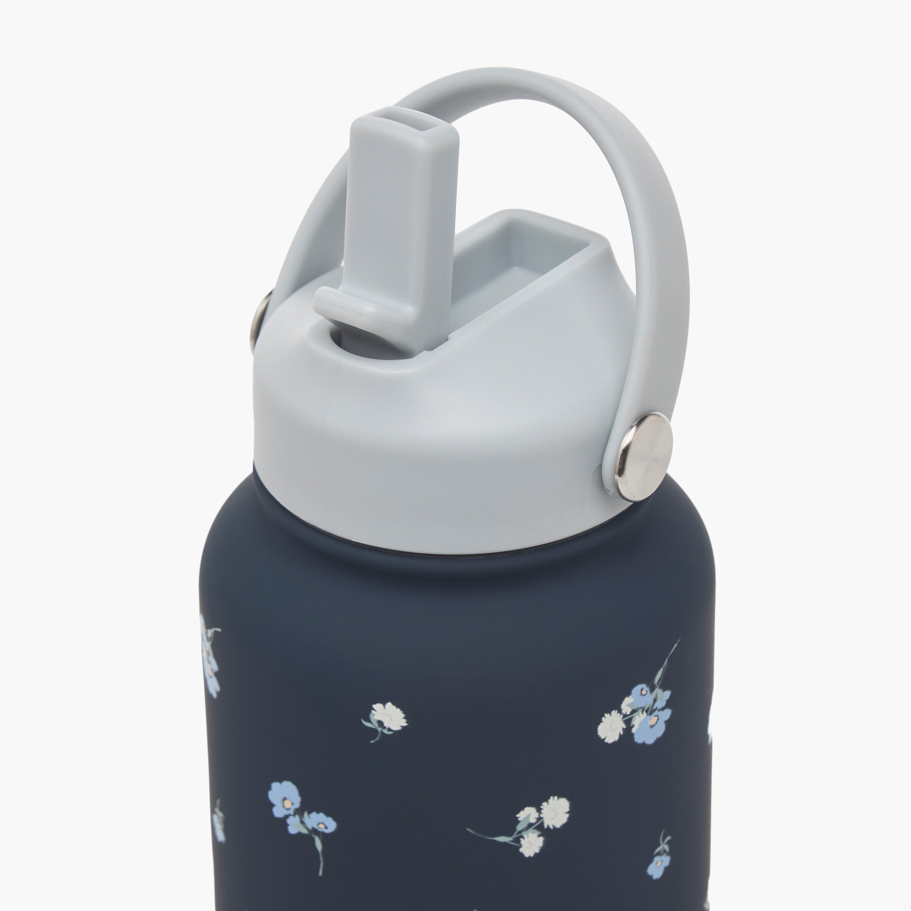Floral Print Double Wall Stainless Steel Water Bottle with Handle - 1 L-household-dining-drinkserveware-bottles-image-6