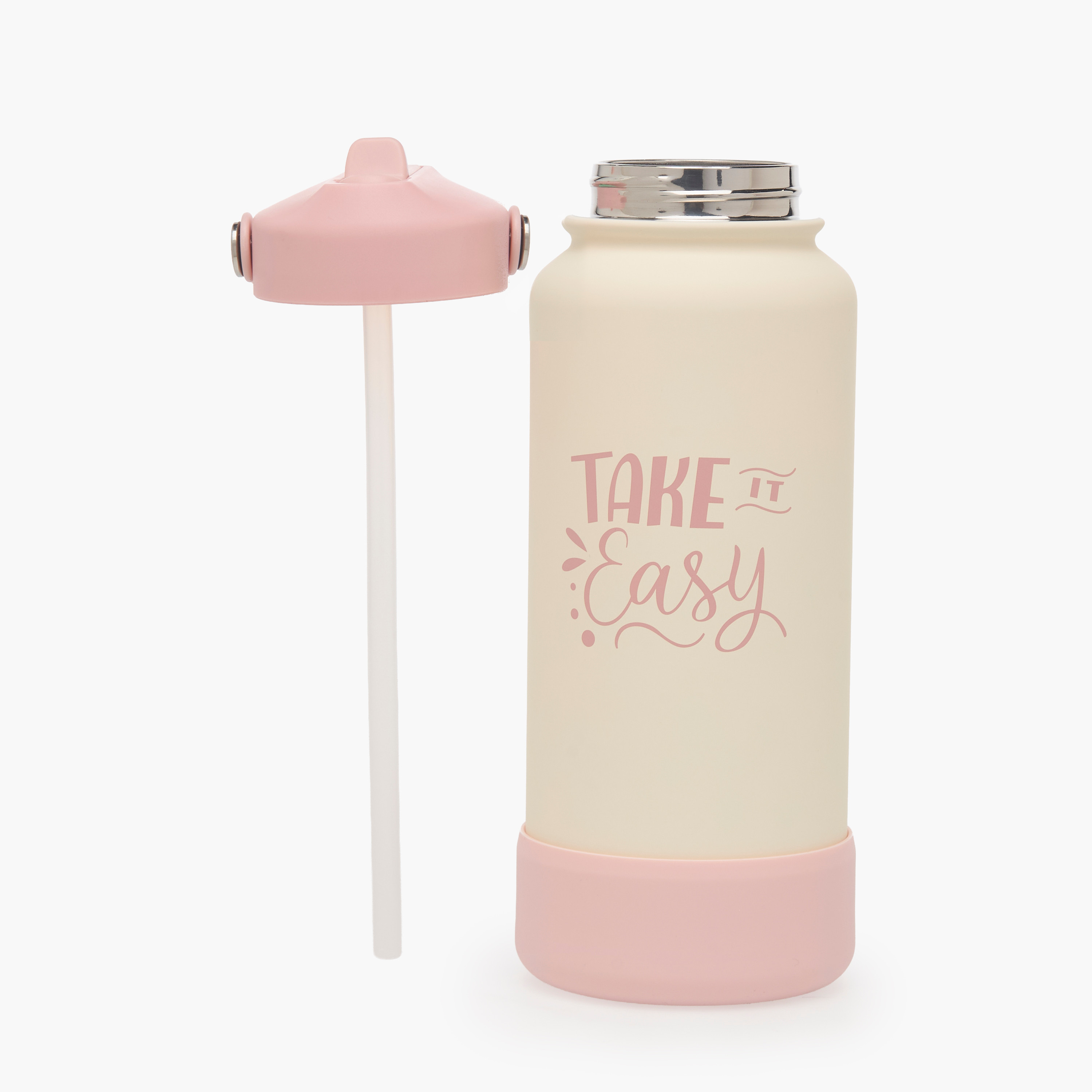Slogan Print Double Wall Stainless Steel Water Bottle with Handle - 1 L-household-dining-drinkserveware-bottles-image-2