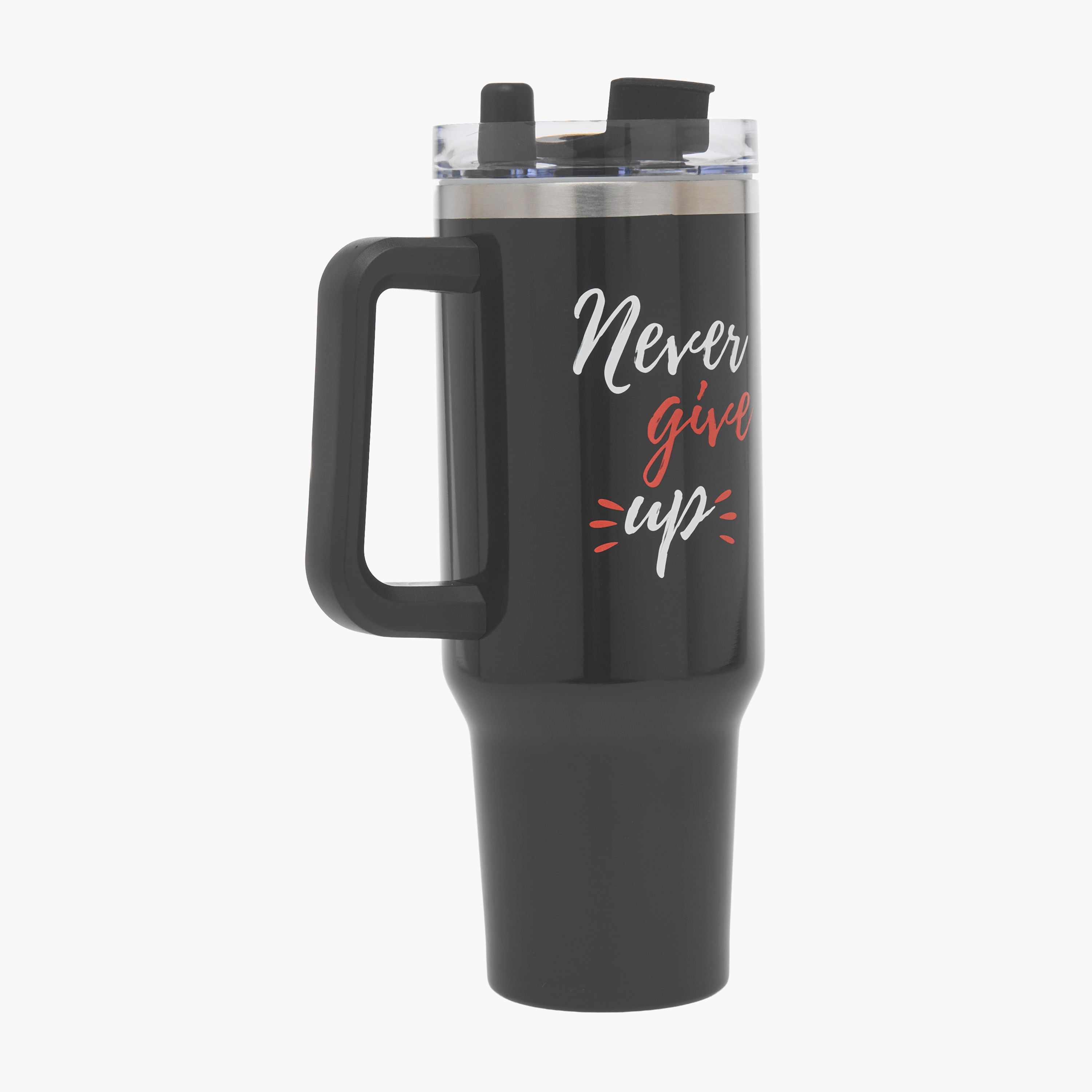 Slogan Print Double Wall Vacuum Mug with Handle - 1.2 L-household-dining-drinkserveware-bottles-image-1