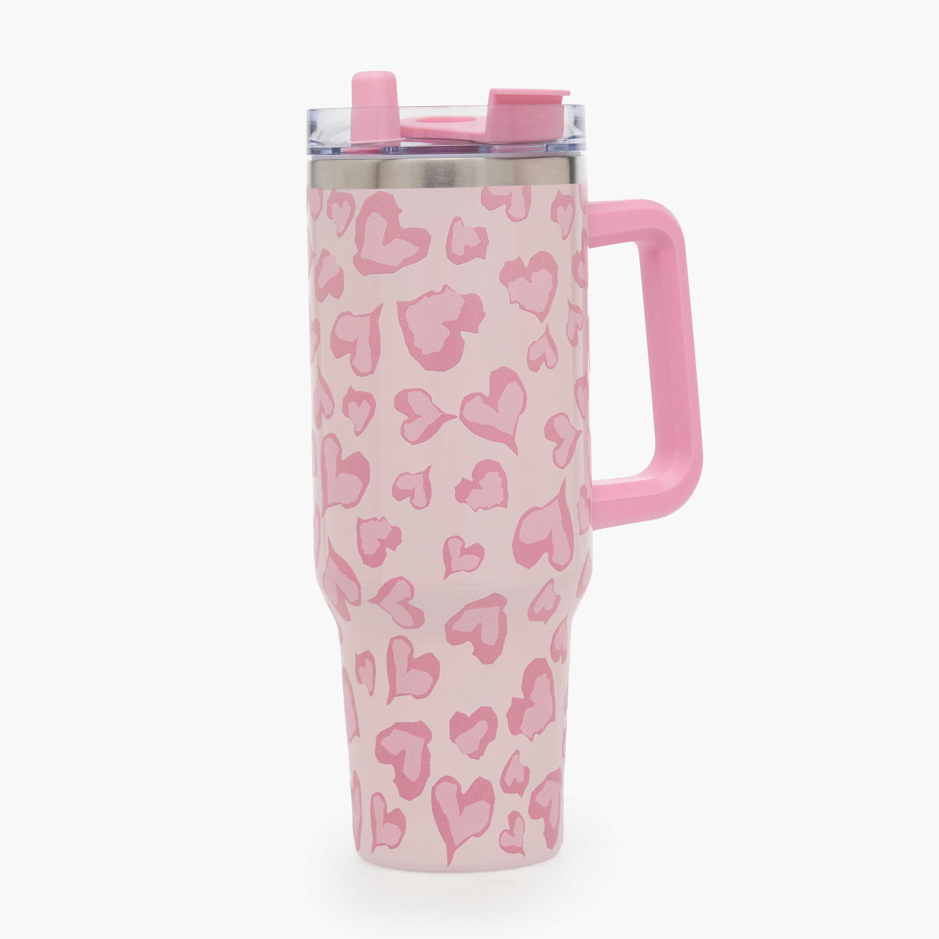 Heart Print Double Wall Vaccum Tumbler with Handle - 1.2 L-household-dining-drinkserveware-bottles-image-1