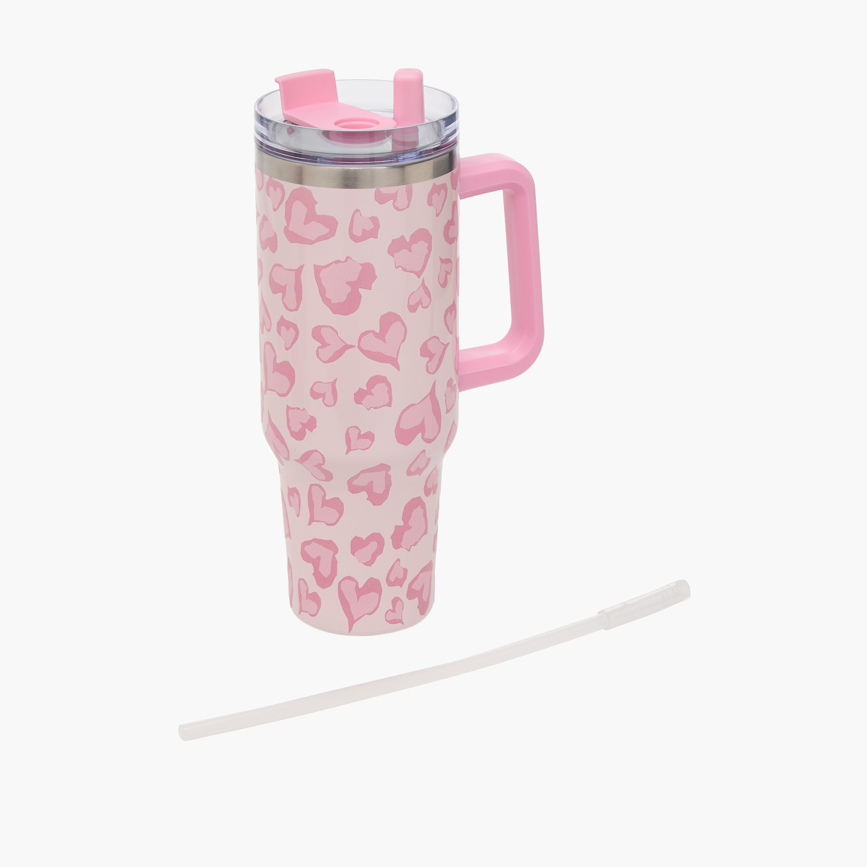 Heart Print Double Wall Vaccum Tumbler with Handle - 1.2 L-household-dining-drinkserveware-bottles-image-2