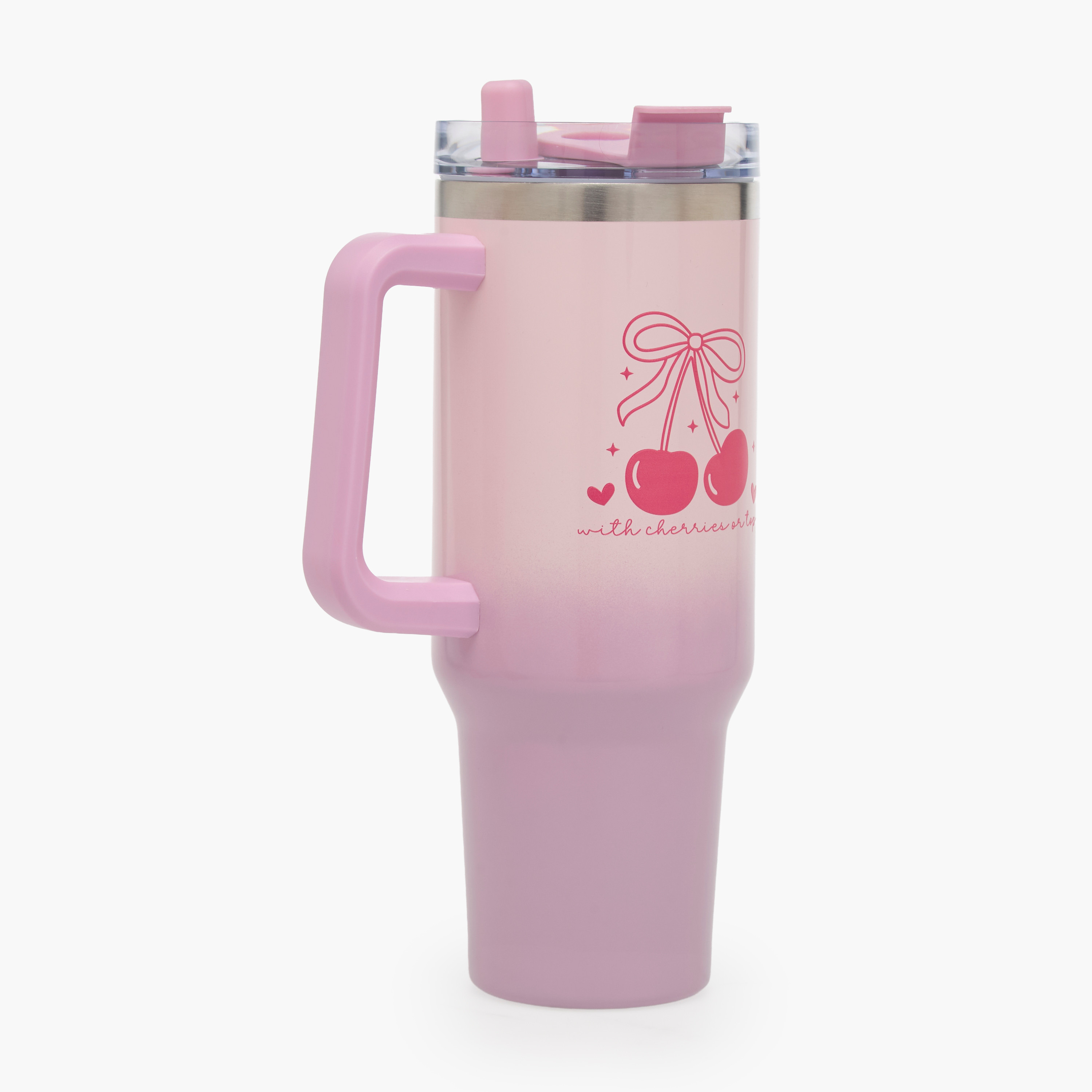 Cherry Print Stainless Steel Vacuum Mug with Double Wall Insulation - 1.2 L-household-dining-drinkserveware-bottles-image-1
