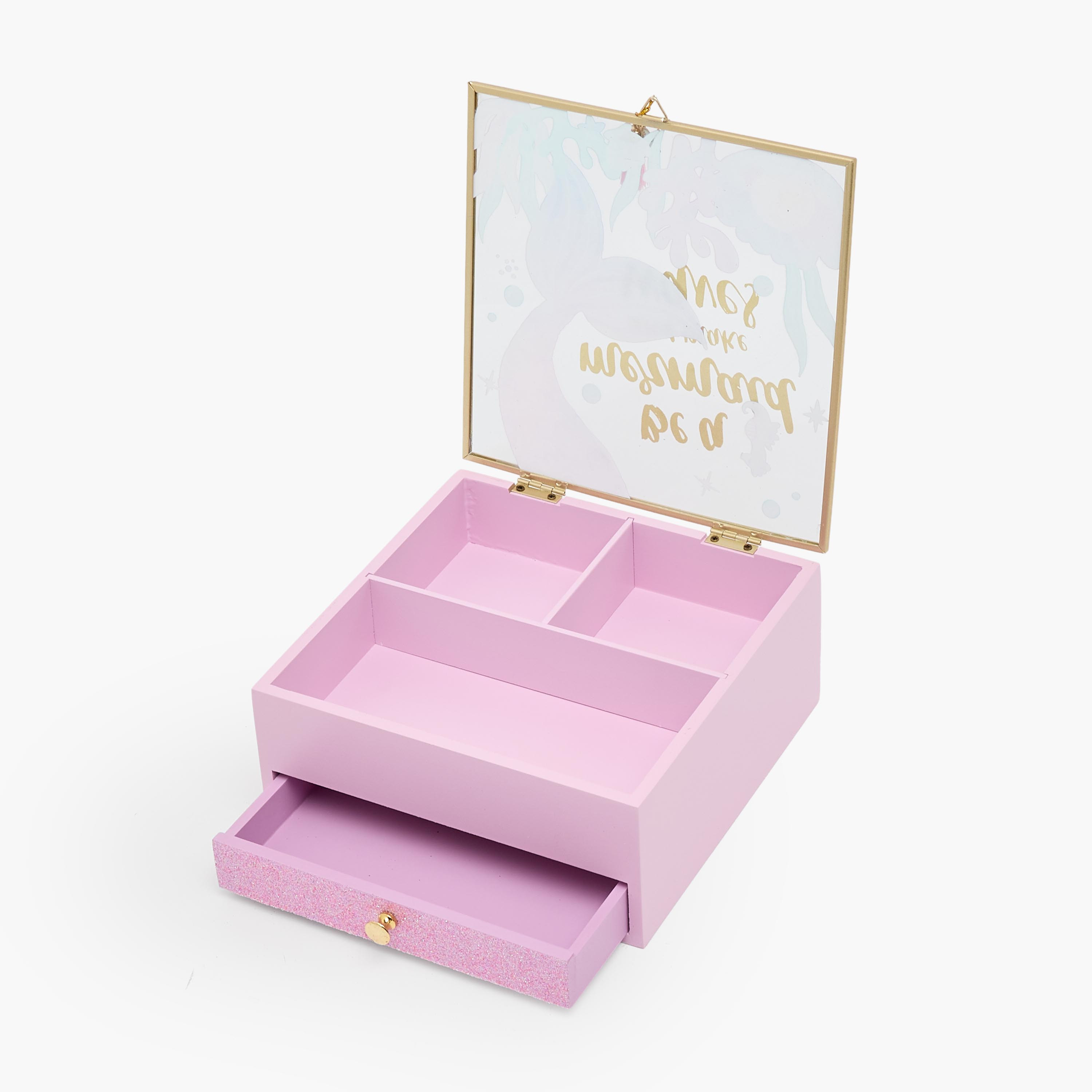 Findz 4-Compartment Jewellery Box with Mermaid Print - 18x18x8 cms-women-watchesandjewellery-jewellery-storage-image-5