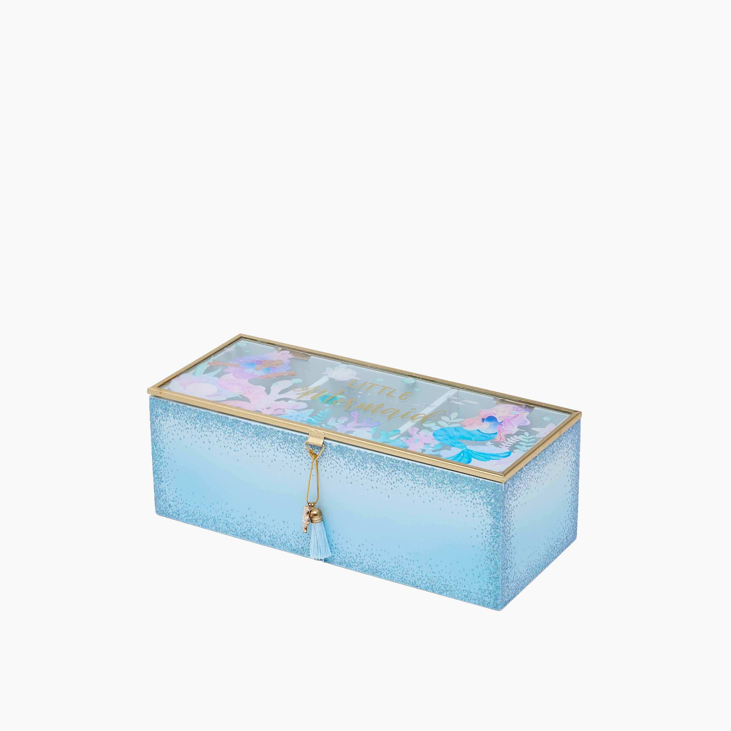Findz 3-Compartment Jewellery Organiser with Mermaid Print - 24x10x9 cms-women-watchesandjewellery-jewellery-storage-image-2