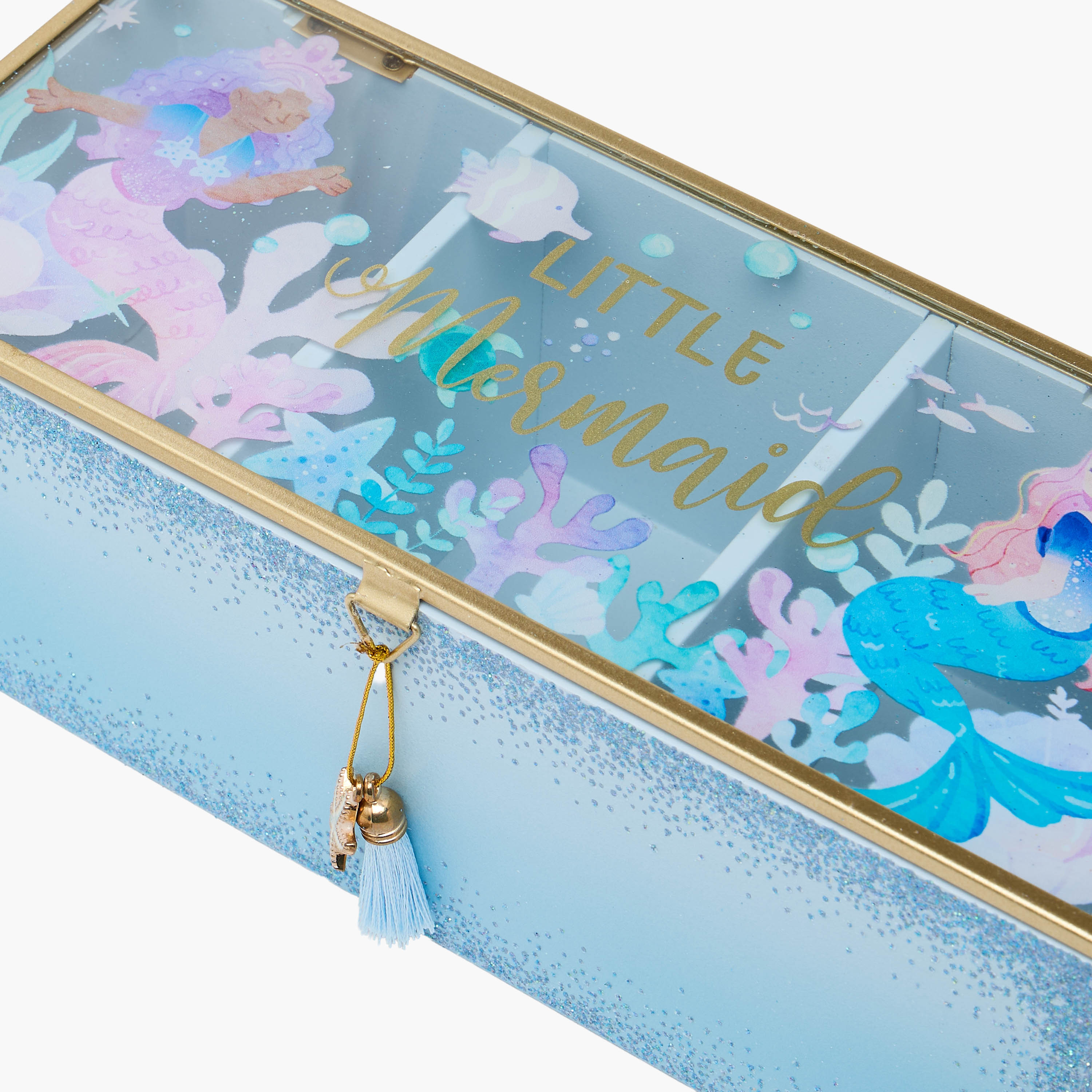 Findz 3-Compartment Jewellery Organiser with Mermaid Print - 24x10x9 cms-women-watchesandjewellery-jewellery-storage-image-3