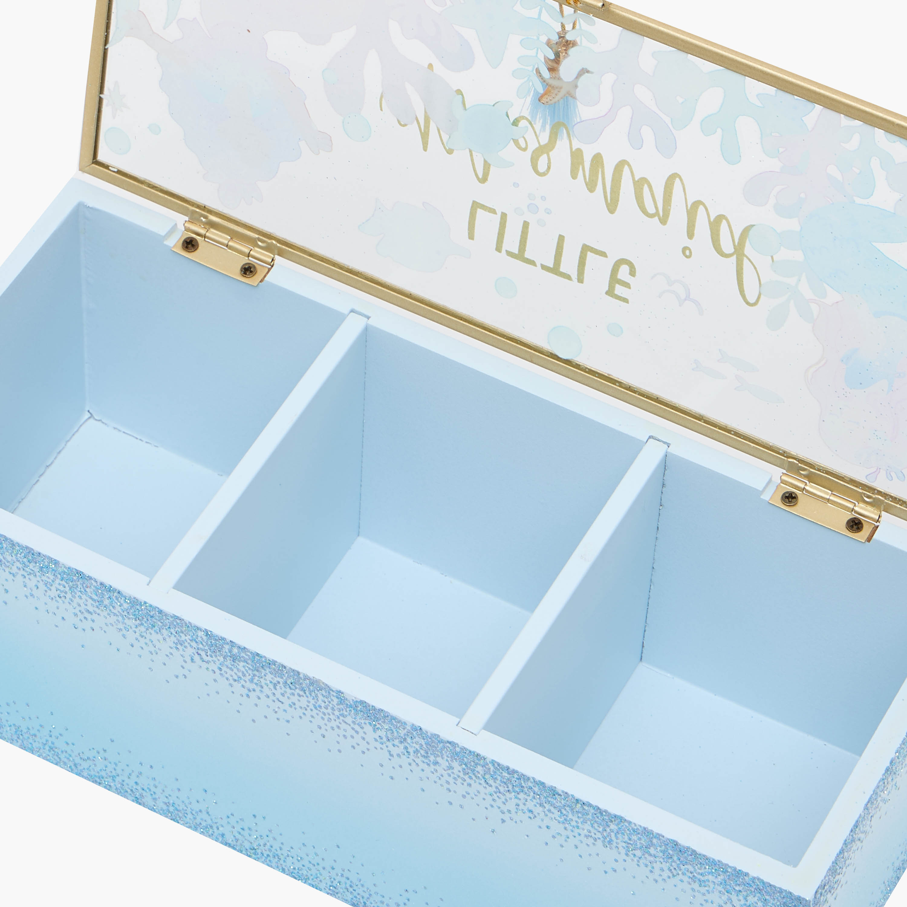Findz 3-Compartment Jewellery Organiser with Mermaid Print - 24x10x9 cms-women-watchesandjewellery-jewellery-storage-image-6
