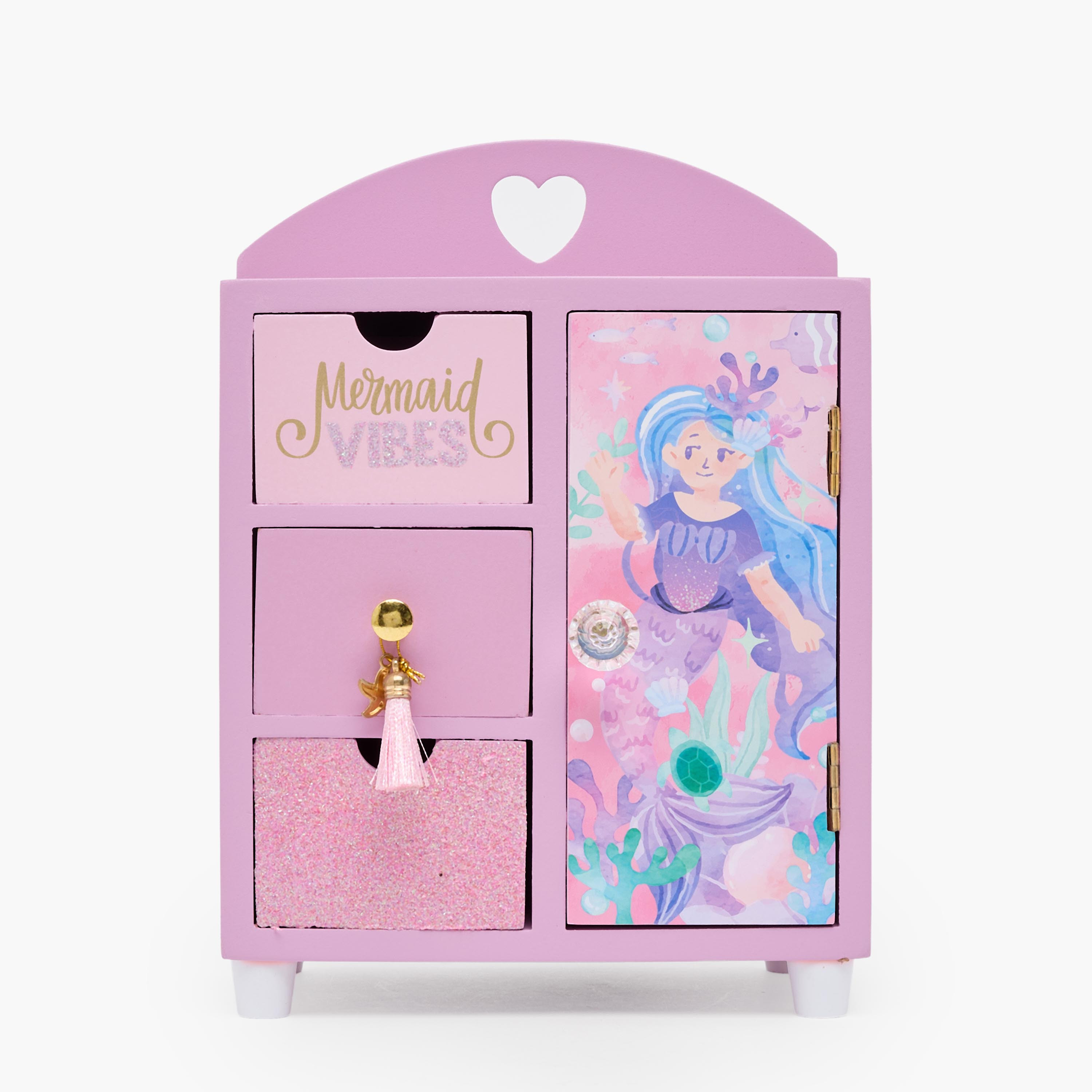 Findz 4-Compartment Jewellery Organizer with Mermaid Print - 18x10x25 cms-women-watchesandjewellery-jewellery-storage-image-1