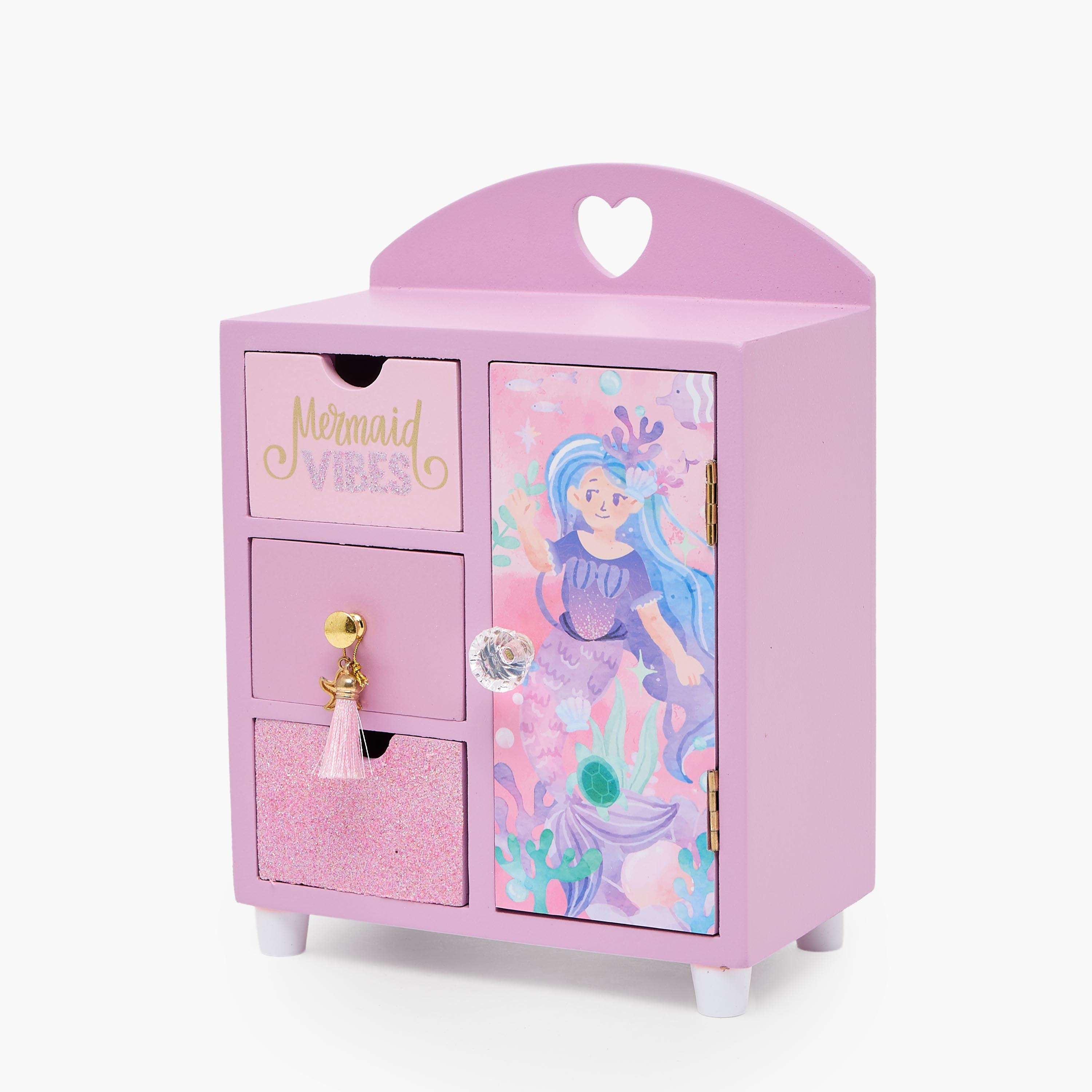 Findz 4-Compartment Jewellery Organizer with Mermaid Print - 18x10x25 cms-women-watchesandjewellery-jewellery-storage-image-2