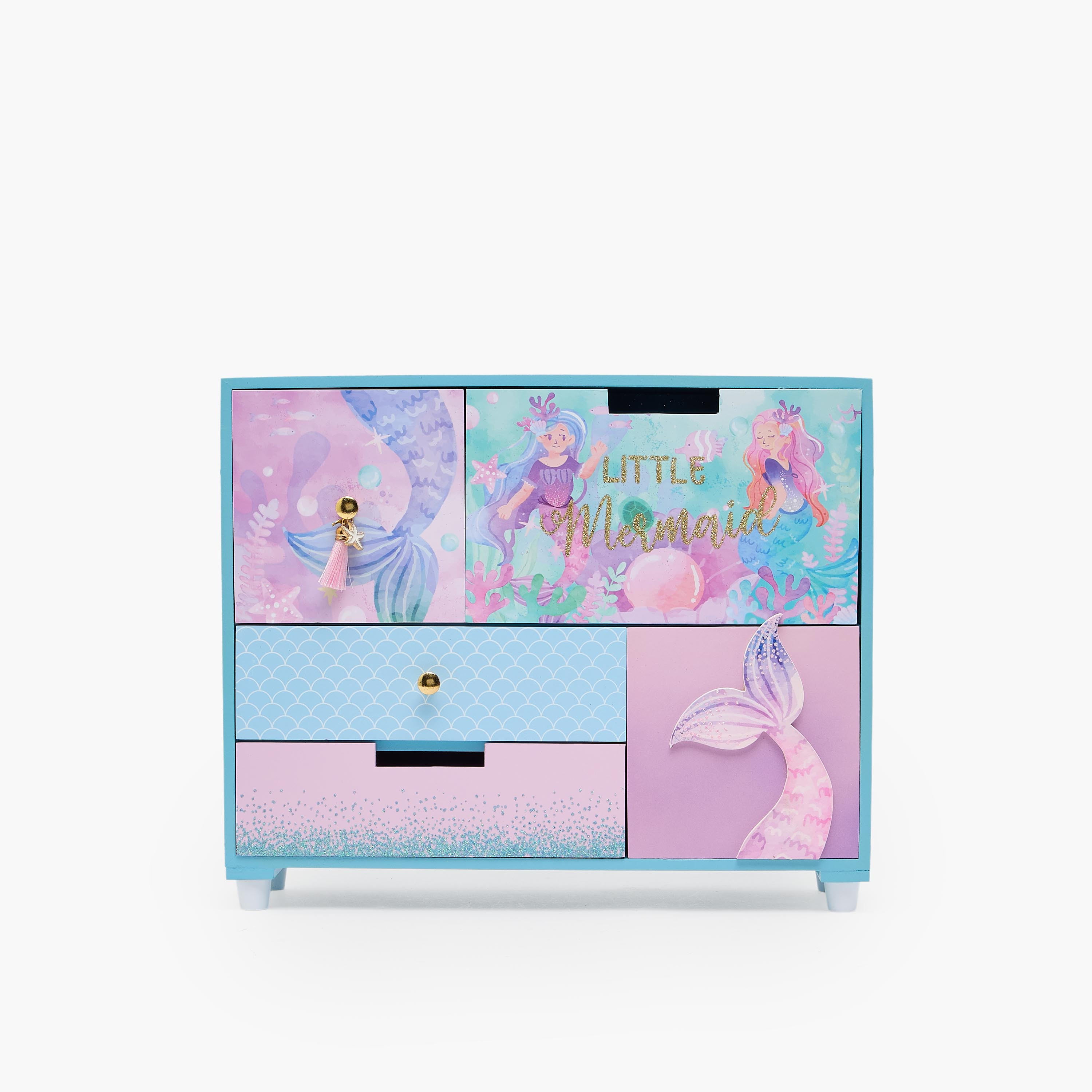 Findz 5-Compartment Jewellery Organizer with Mermaid Print - 33x12x28 cms-women-watchesandjewellery-jewellery-storage-image-1
