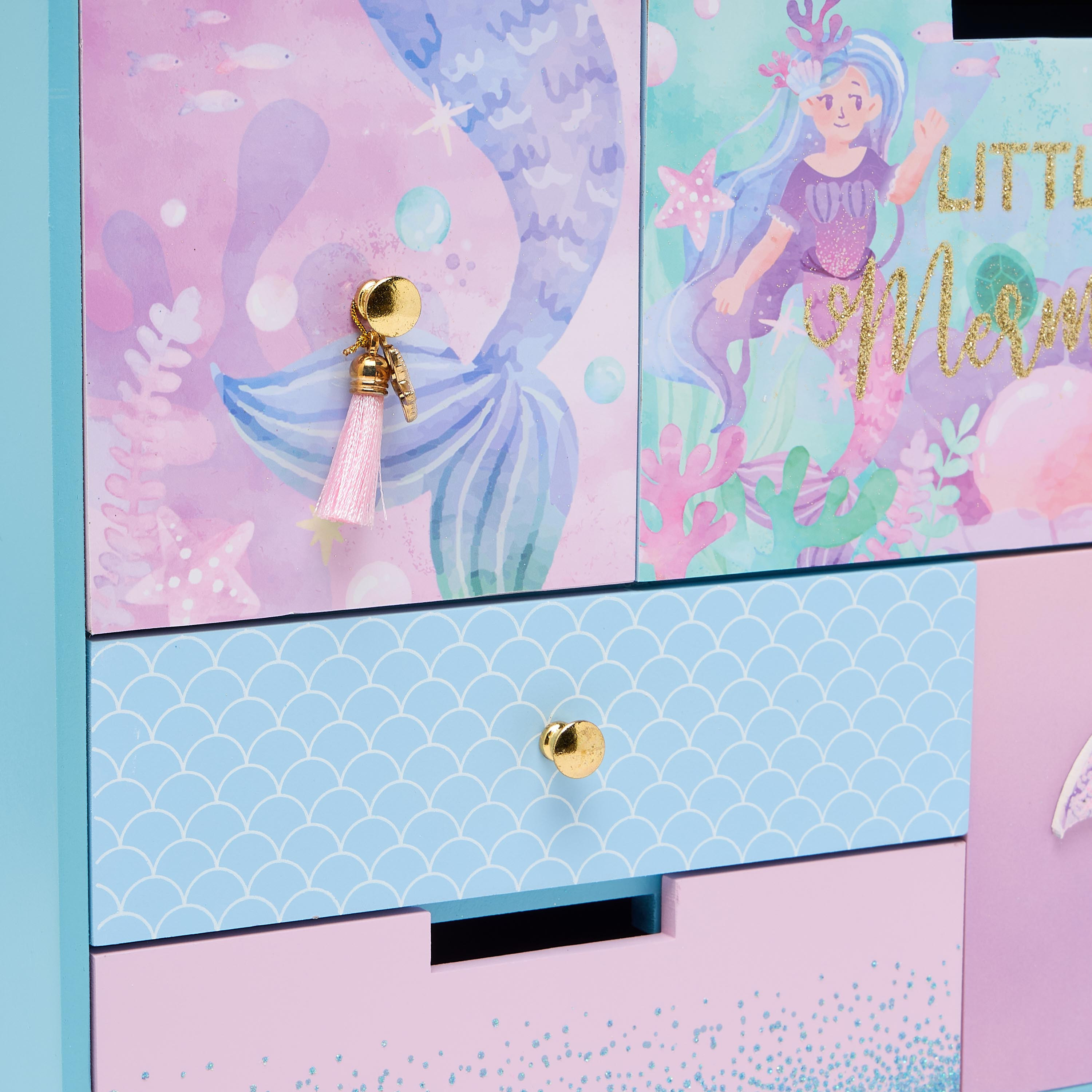 Findz 5-Compartment Jewellery Organizer with Mermaid Print - 33x12x28 cms-women-watchesandjewellery-jewellery-storage-image-5
