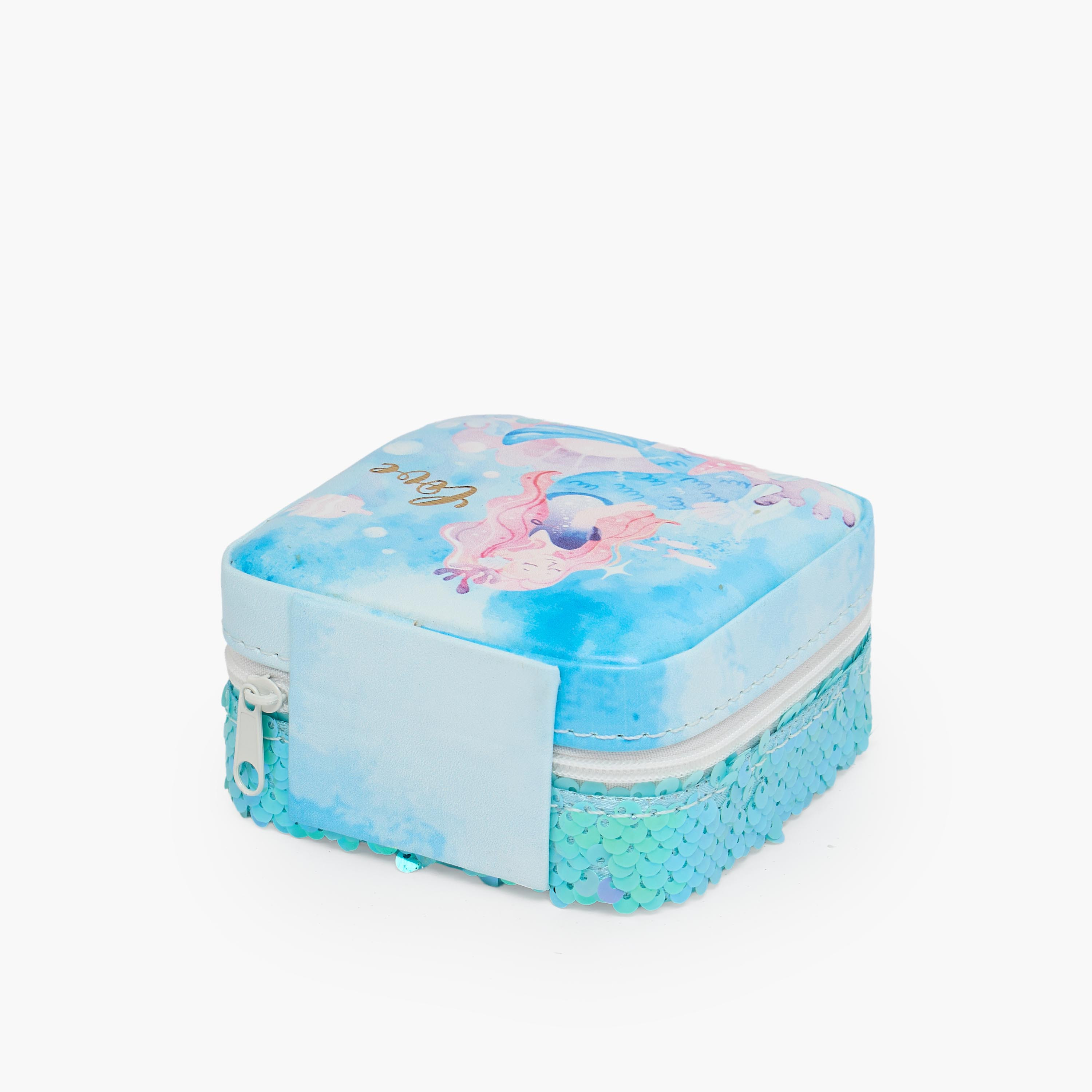 Findz 4-Compartment Jewellery Box with Mermaid Print - 10x10x5 cms-women-watchesandjewellery-jewellery-storage-image-3
