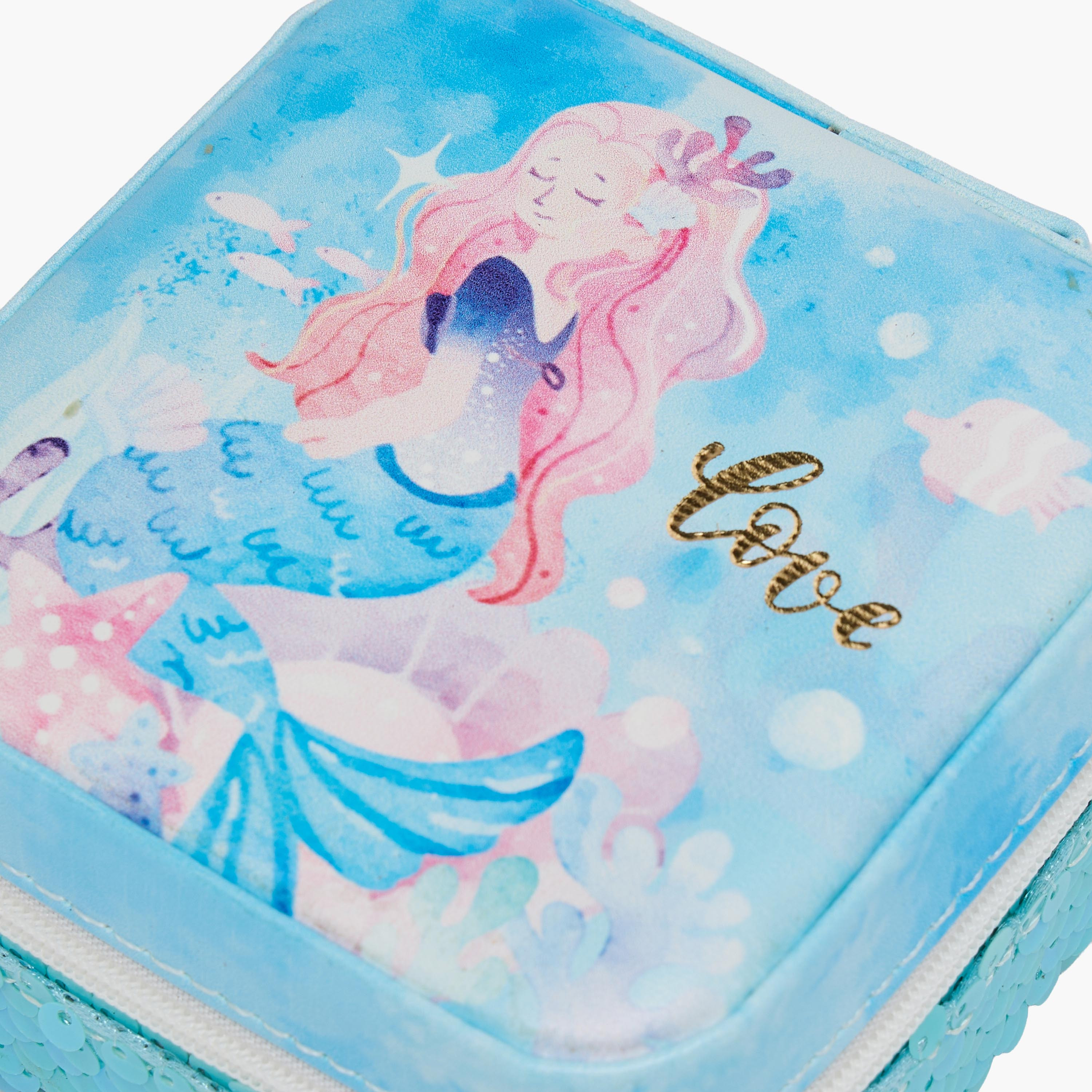 Findz 4-Compartment Jewellery Box with Mermaid Print - 10x10x5 cms-women-watchesandjewellery-jewellery-storage-image-4