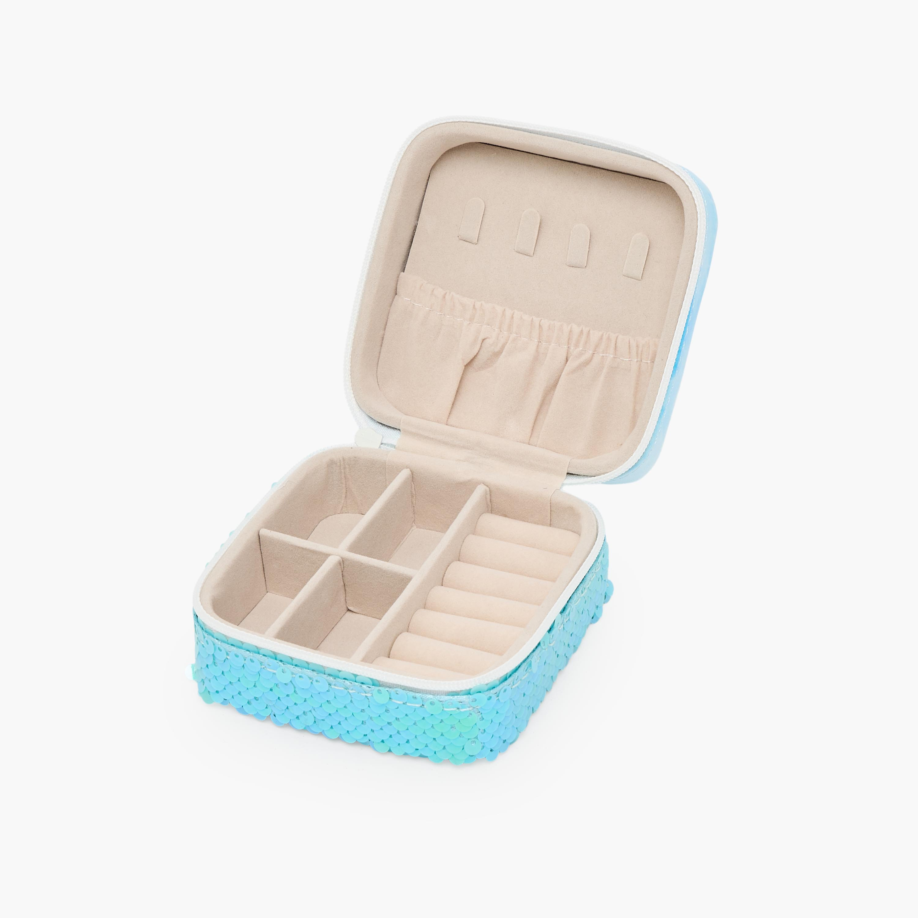 Findz 4-Compartment Jewellery Box with Mermaid Print - 10x10x5 cms-women-watchesandjewellery-jewellery-storage-image-6