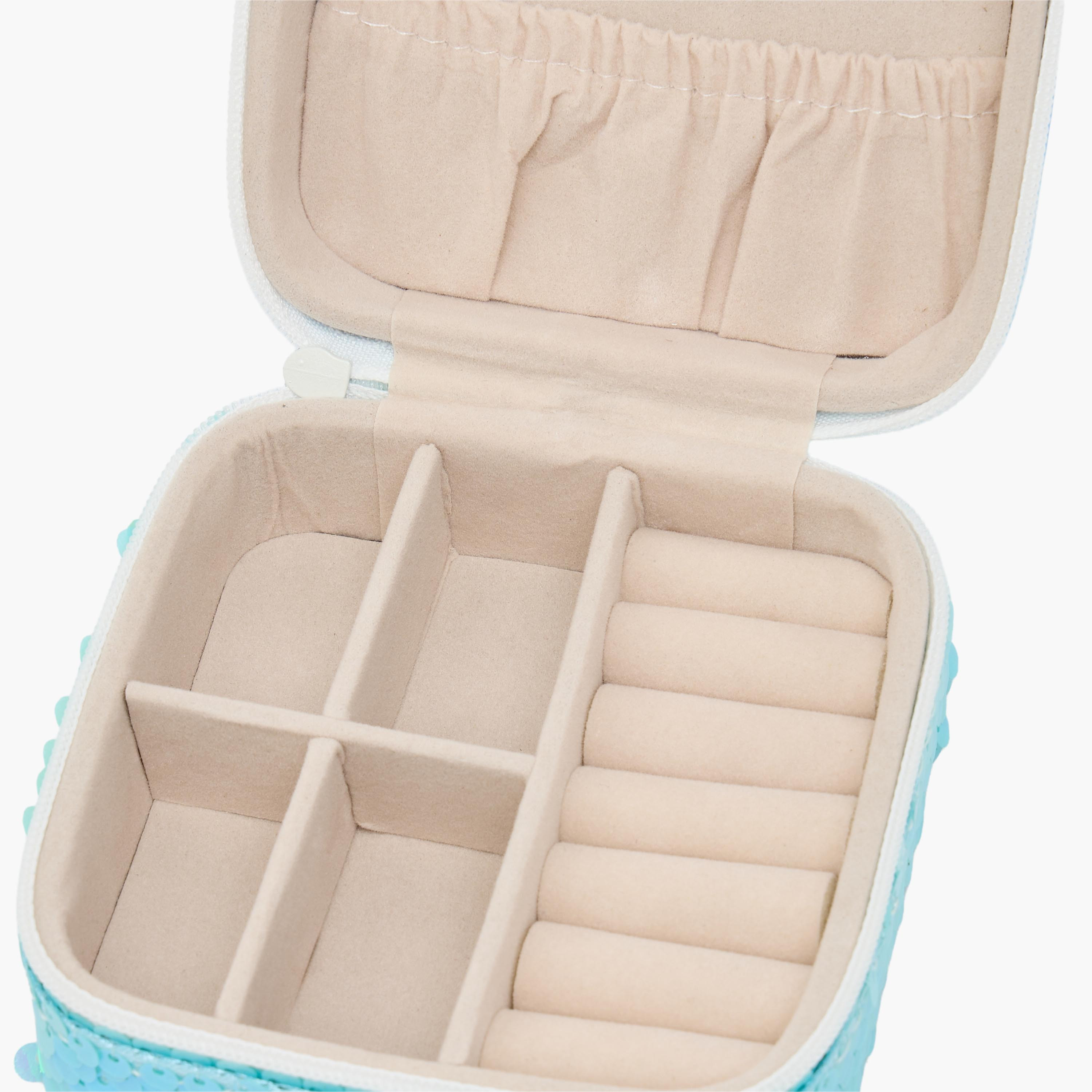 Findz 4-Compartment Jewellery Box with Mermaid Print - 10x10x5 cms-women-watchesandjewellery-jewellery-storage-image-7