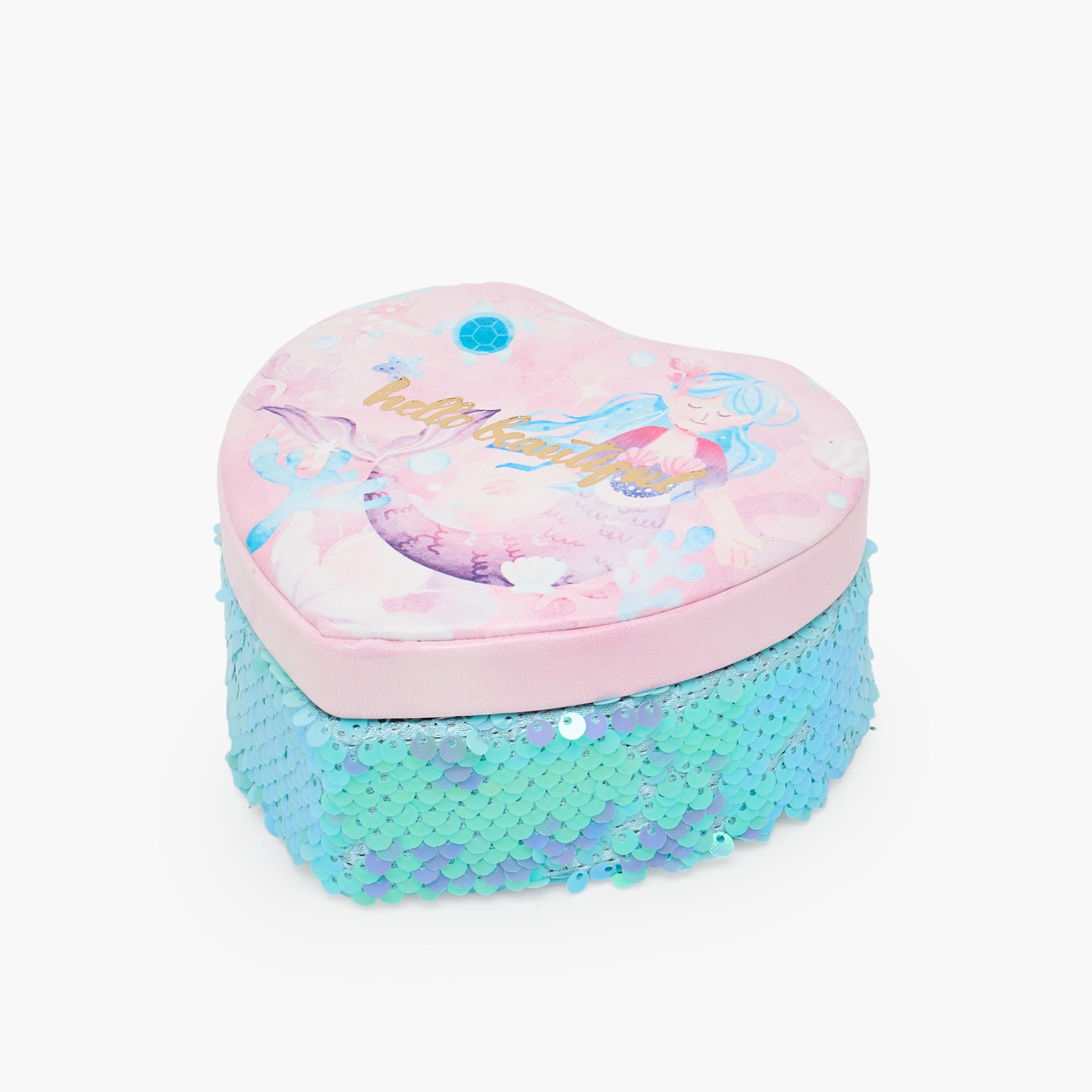 Findz 1-Compartment Jewellery Organiser with Mermaid Print - 13x12x6 cms-women-watchesandjewellery-jewellery-storage-image-2