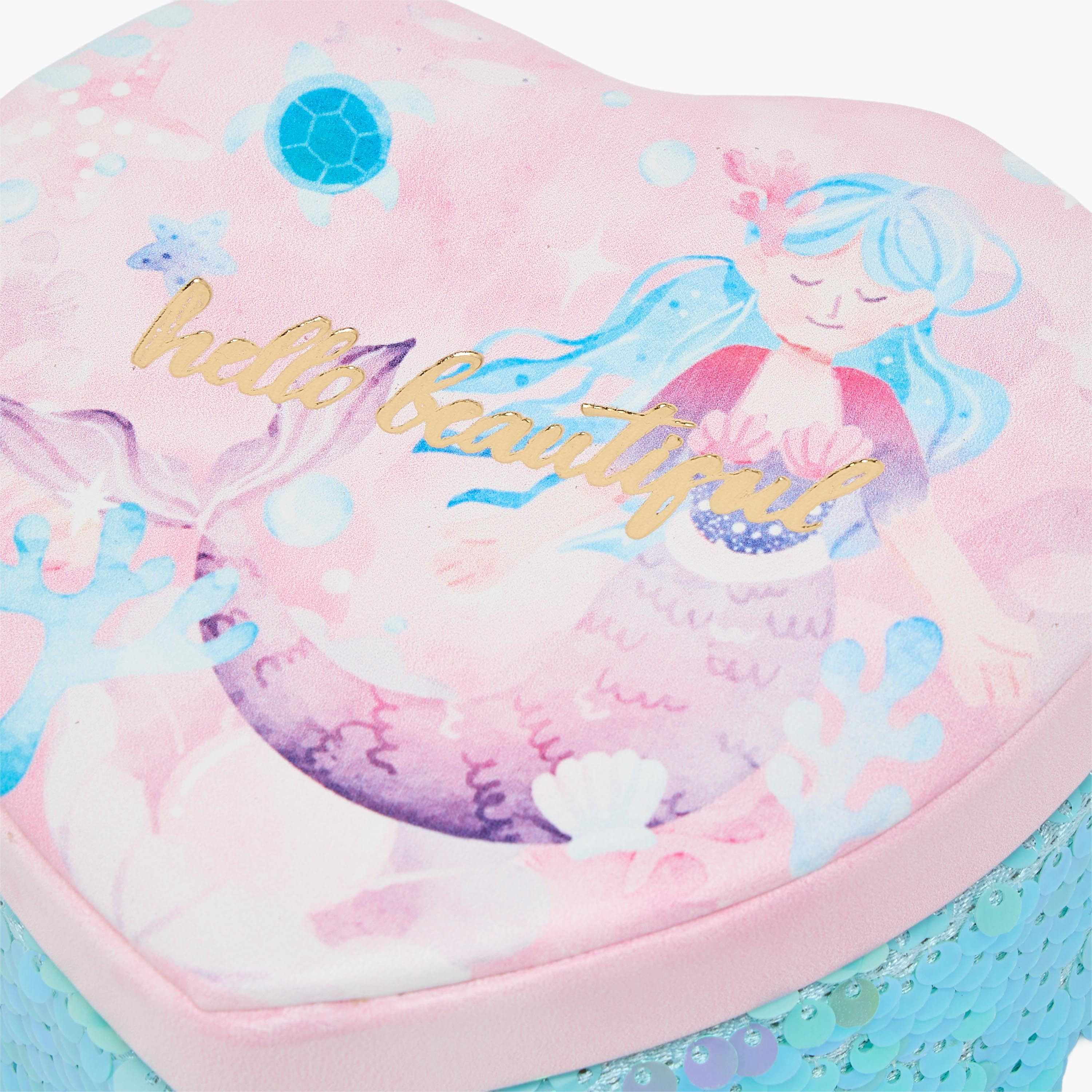 Findz 1-Compartment Jewellery Organiser with Mermaid Print - 13x12x6 cms-women-watchesandjewellery-jewellery-storage-image-3