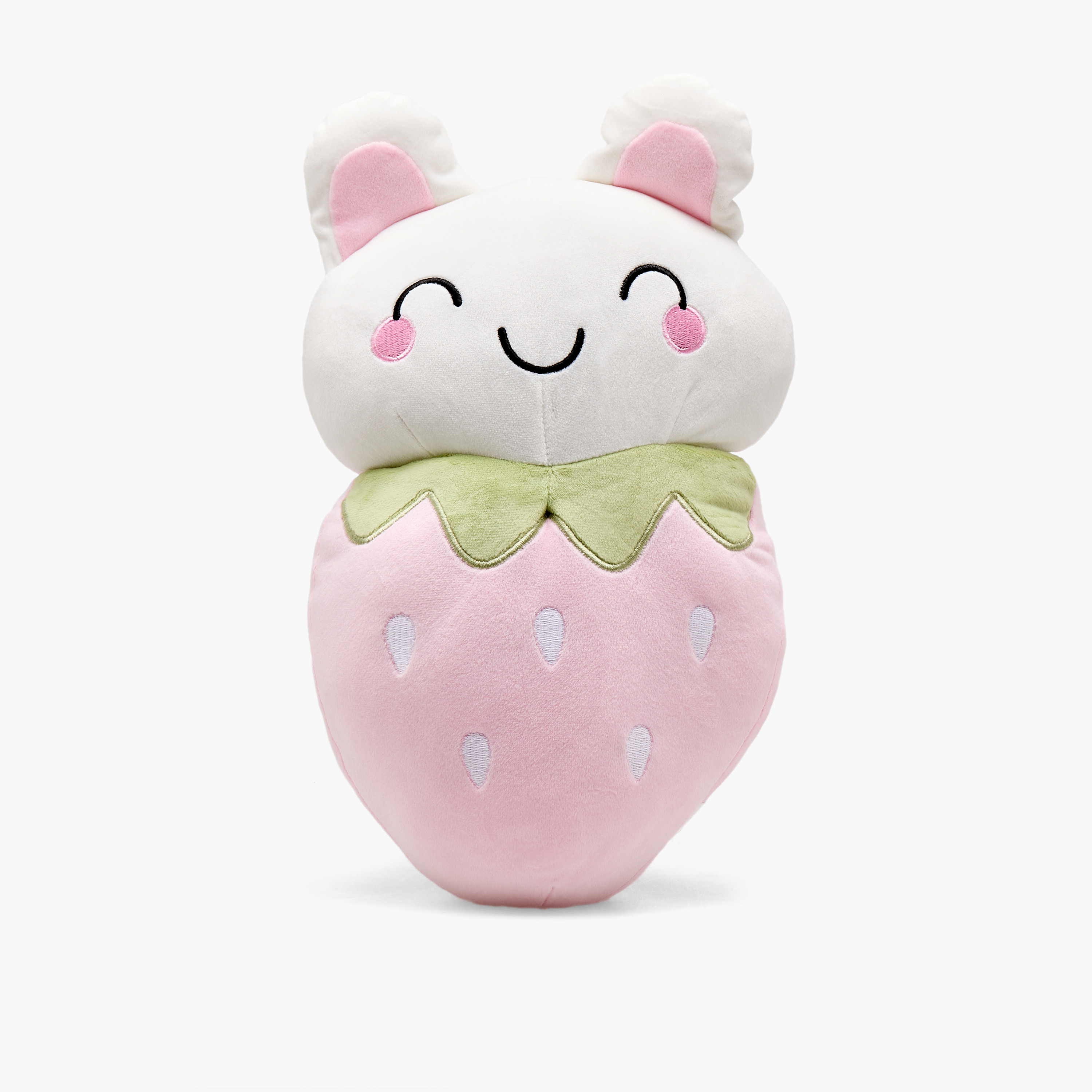 Strawberry Cushion with Bunny Accent - 23x41 cms-household-cushionsandthrows-filledcushions-decorativecushions-image-1