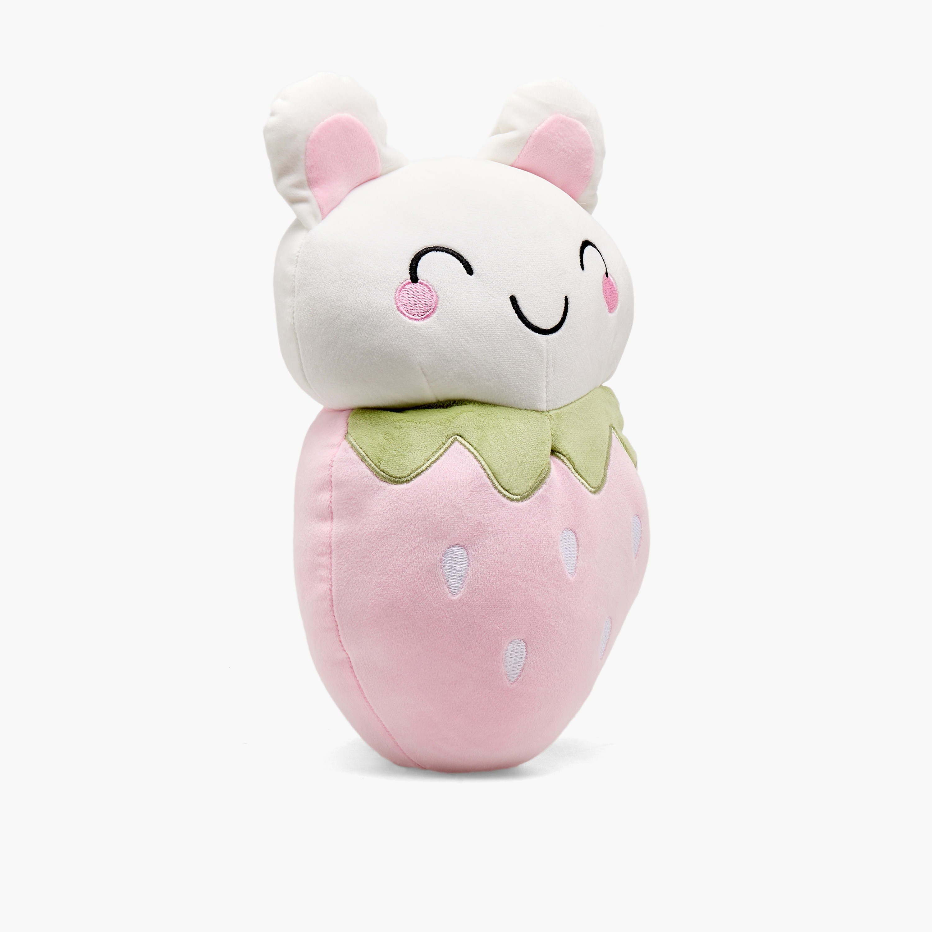Strawberry Cushion with Bunny Accent - 23x41 cms-household-cushionsandthrows-filledcushions-decorativecushions-image-2
