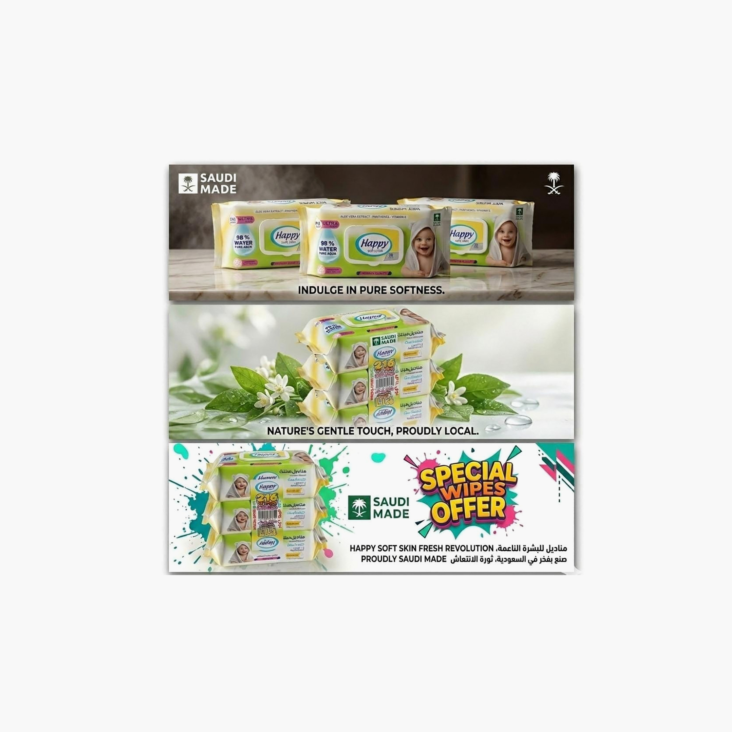 Happy 216-Piece Sensitive Soft Skin Wet Wipes-baby-diapering-babywipes-image-4