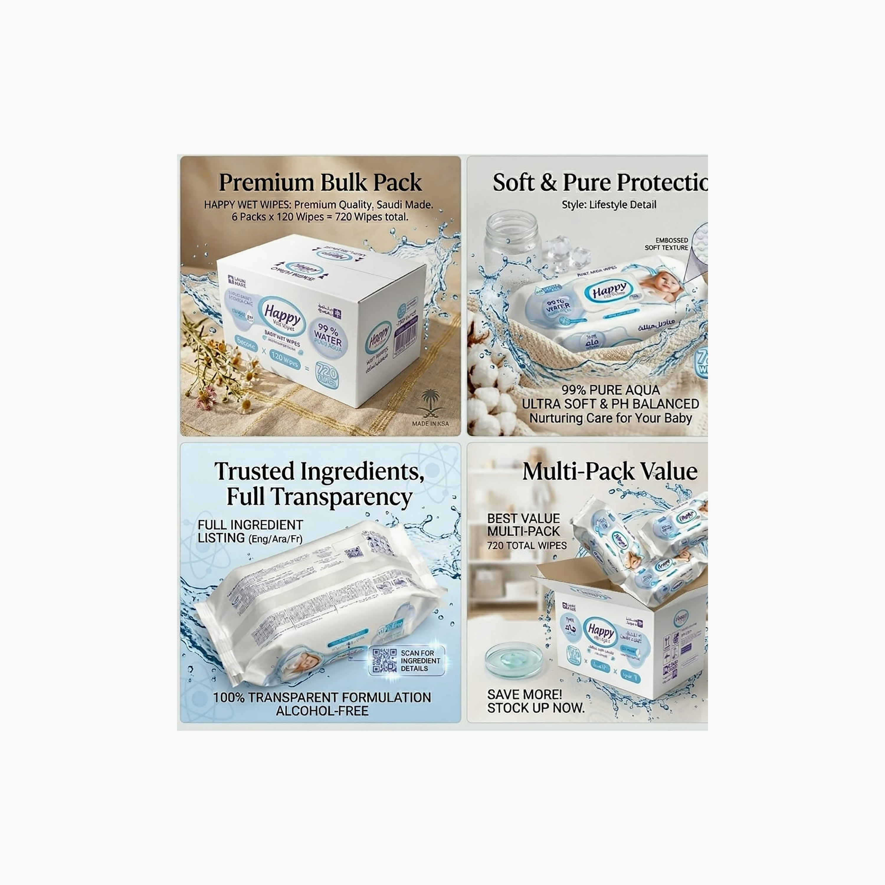 Happy 720-Piece Pure Aqua Wet Wipes Promotion Box-baby-diapering-babywipes-image-2