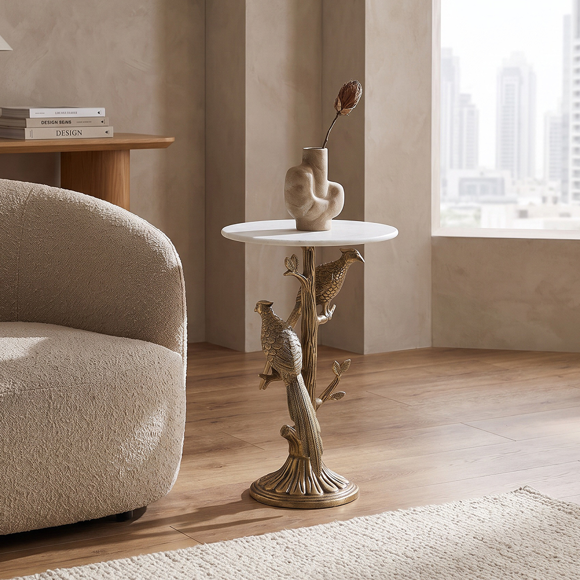 طاولة زينة بسطح رخامي وزخارف طيور-furniture-livingroom-sideandendtables-image-4