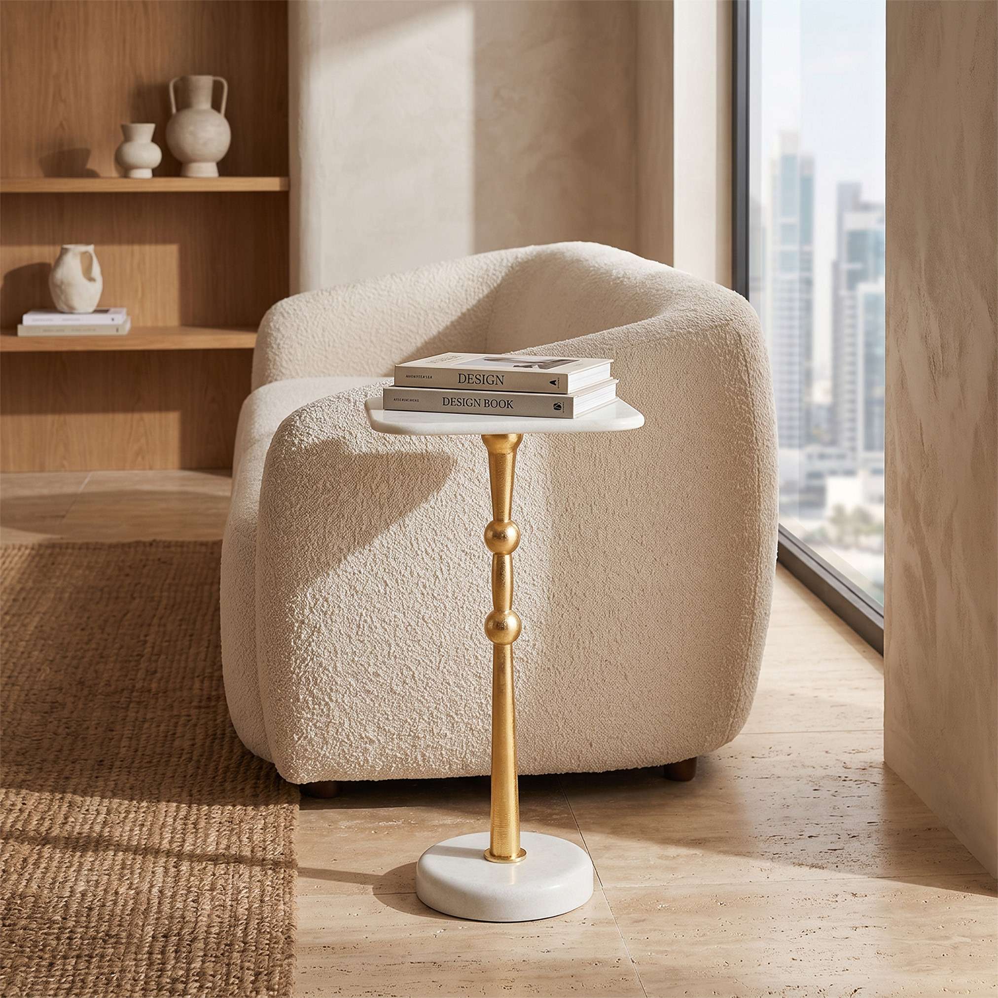 Marble Top Accent Table - 55x30 cm-furniture-livingroom-sideandendtables-image-4