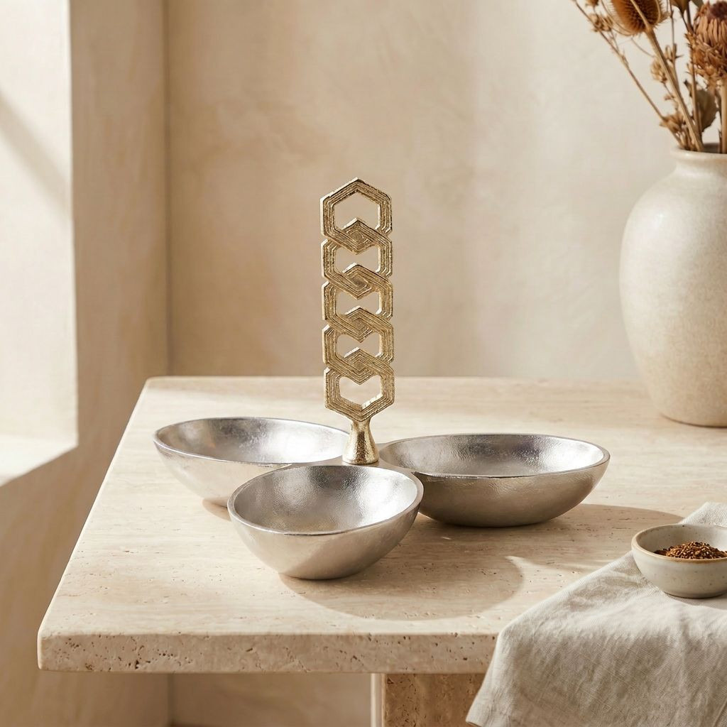 Hexa 3-Compartment Nut Bowl - 23x25 cms-household-dining-serveware-servingtrays-image-2