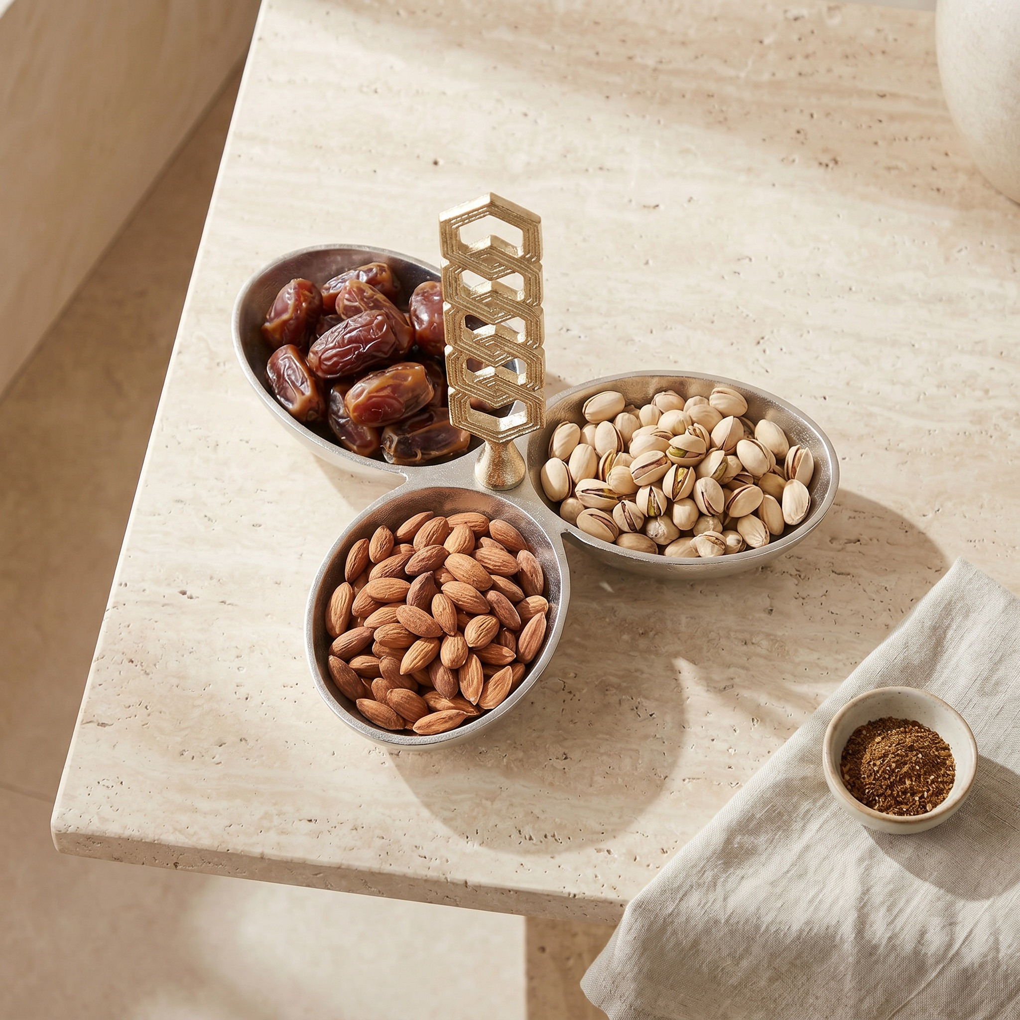 Hexa 3-Compartment Nut Bowl - 23x25 cms-household-dining-serveware-servingtrays-image-4