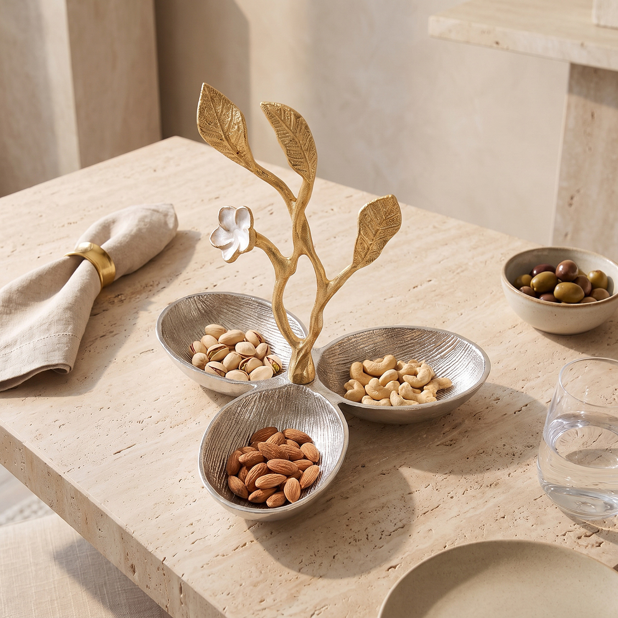 Textured Leaf Nut Bowl - 23 cm-household-dining-serveware-servingtrays-image-1