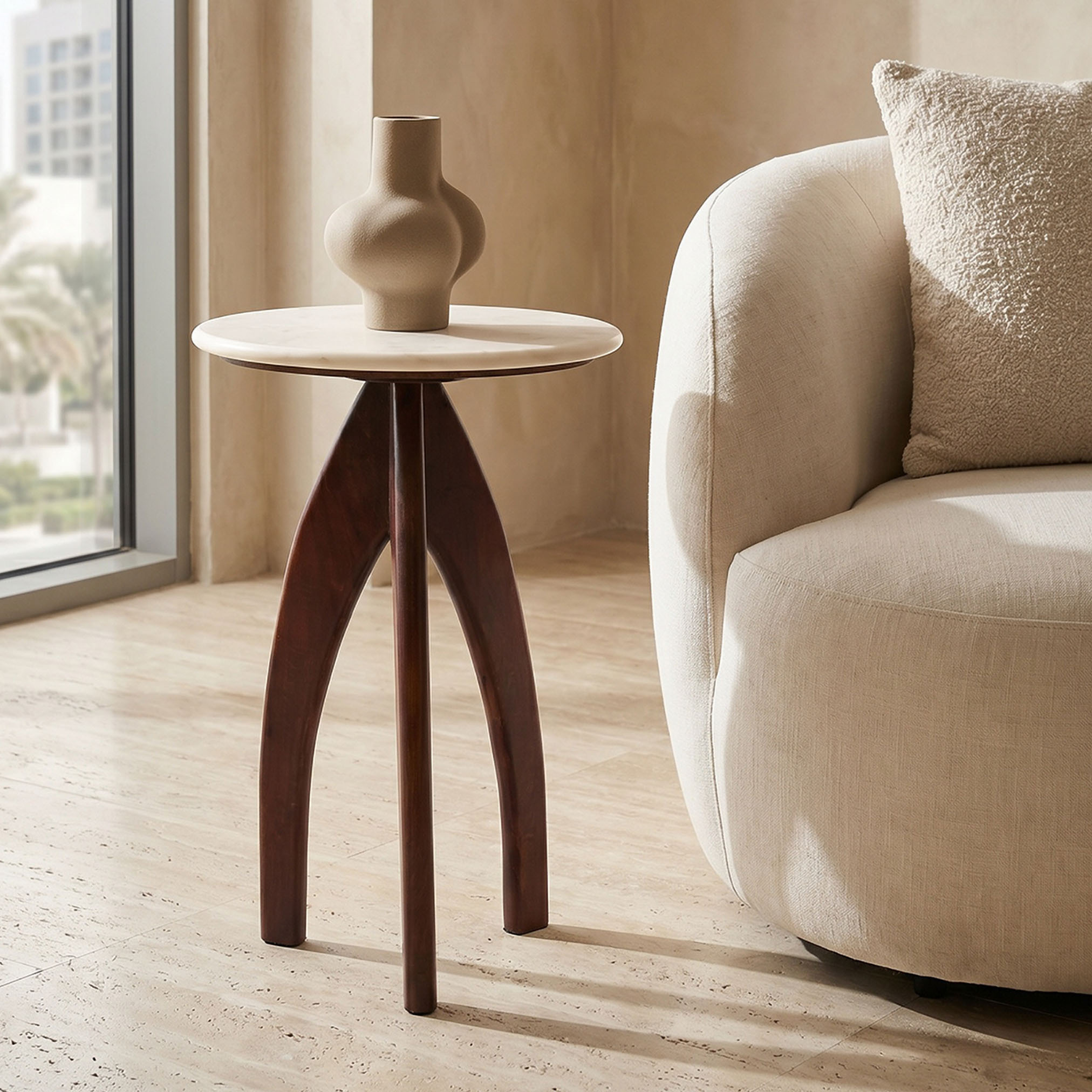 Marble Top Accent Table with Tripod Base - 59x41 cms-furniture-livingroom-sideandendtables-image-4