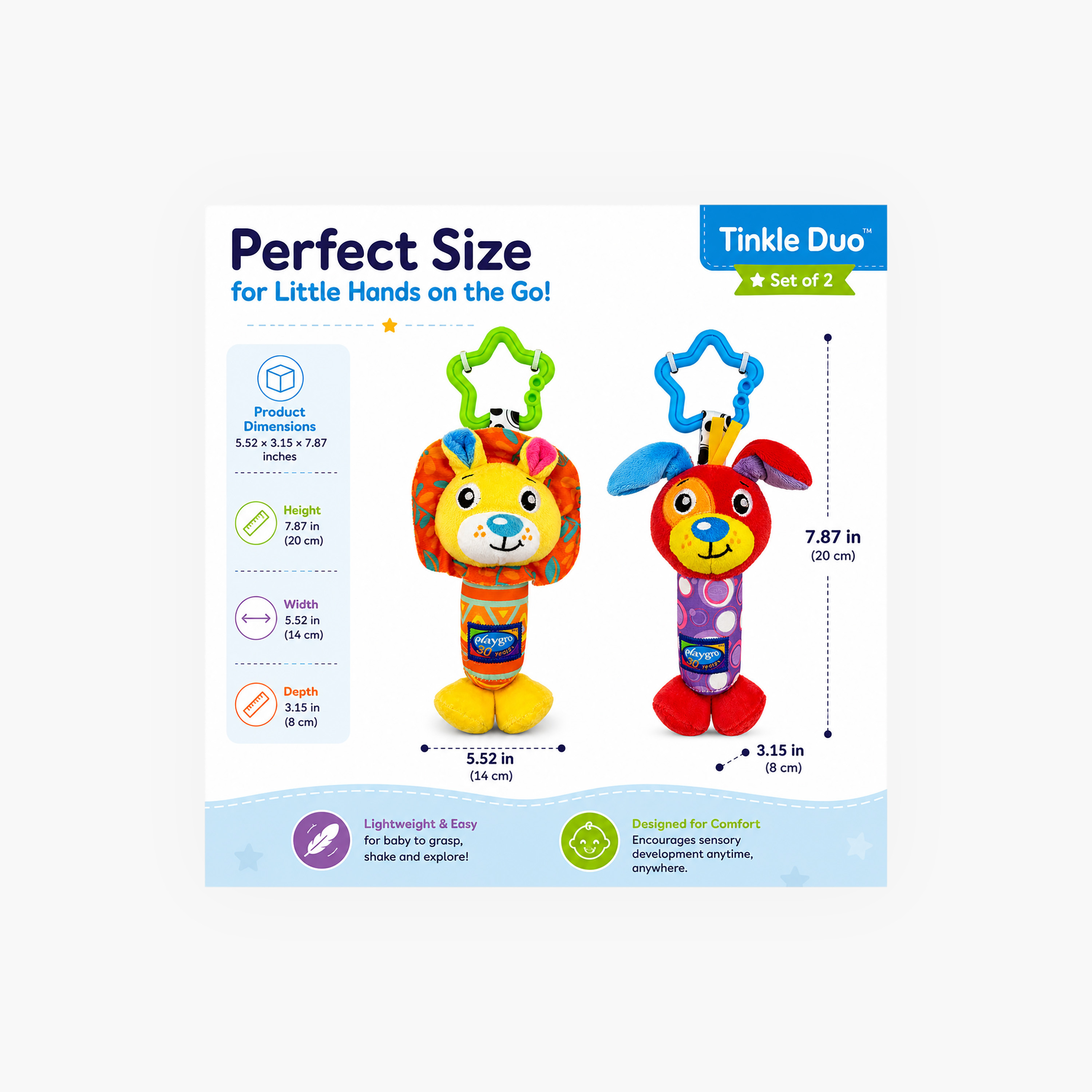 Playgro Tinkle Duo 2-Piece Rattle Set with Star Clip-baby-gear-travelaccessories-image-5