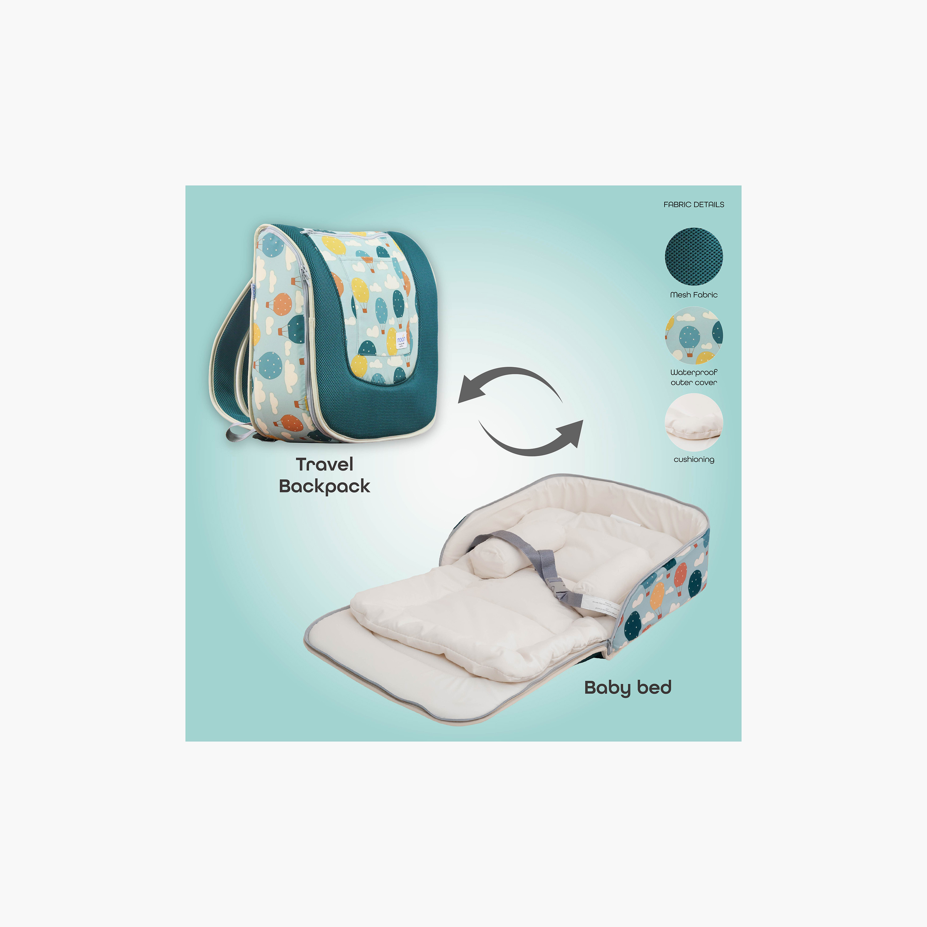 Moon Travalo Balloon Print Portable Travel Baby Bed and Backpack-baby-gear-travelaccessories-image-3