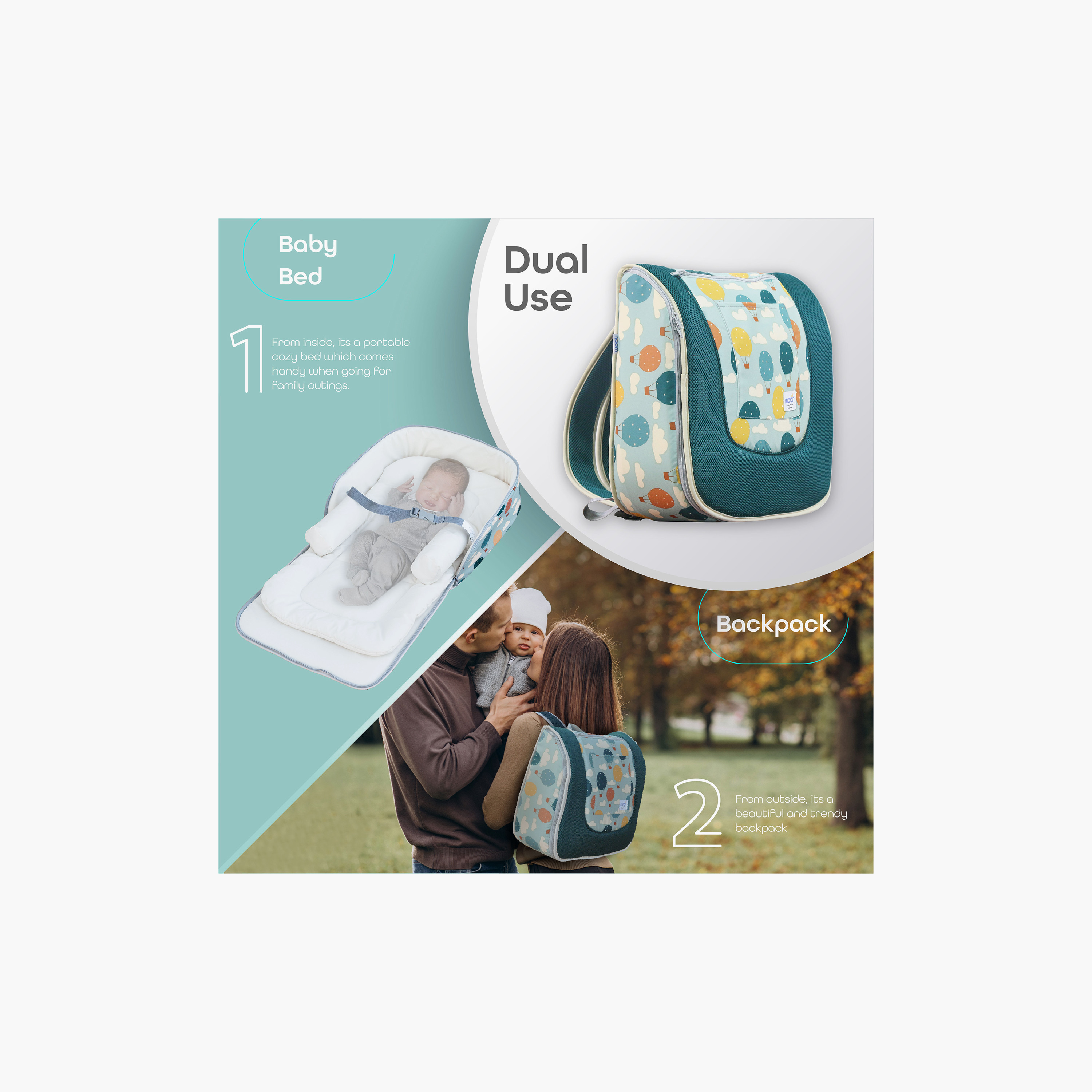 Moon Travalo Balloon Print Portable Travel Baby Bed and Backpack-baby-gear-travelaccessories-image-4