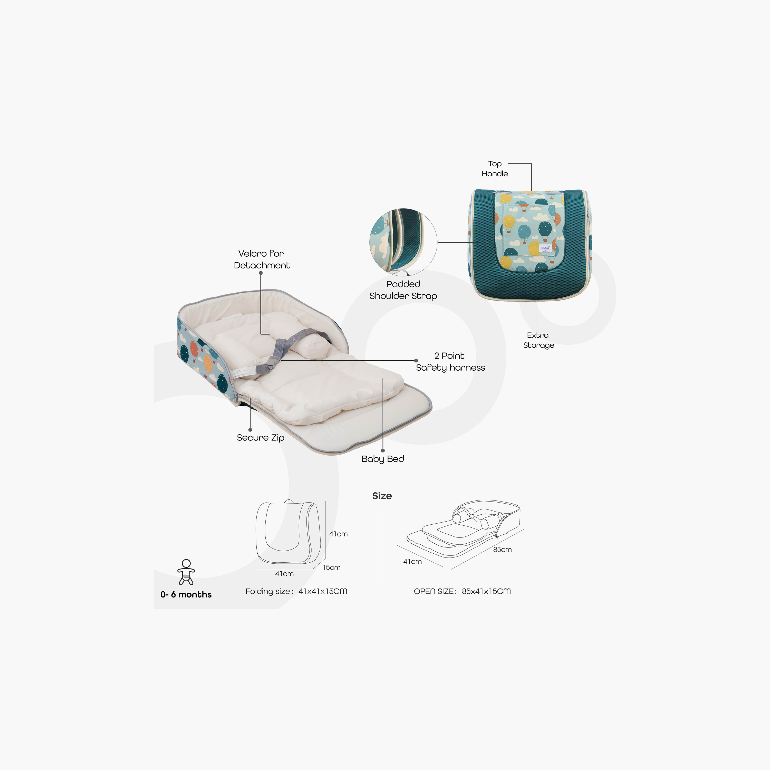 Moon Travalo Balloon Print Portable Travel Baby Bed and Backpack-baby-gear-travelaccessories-image-6