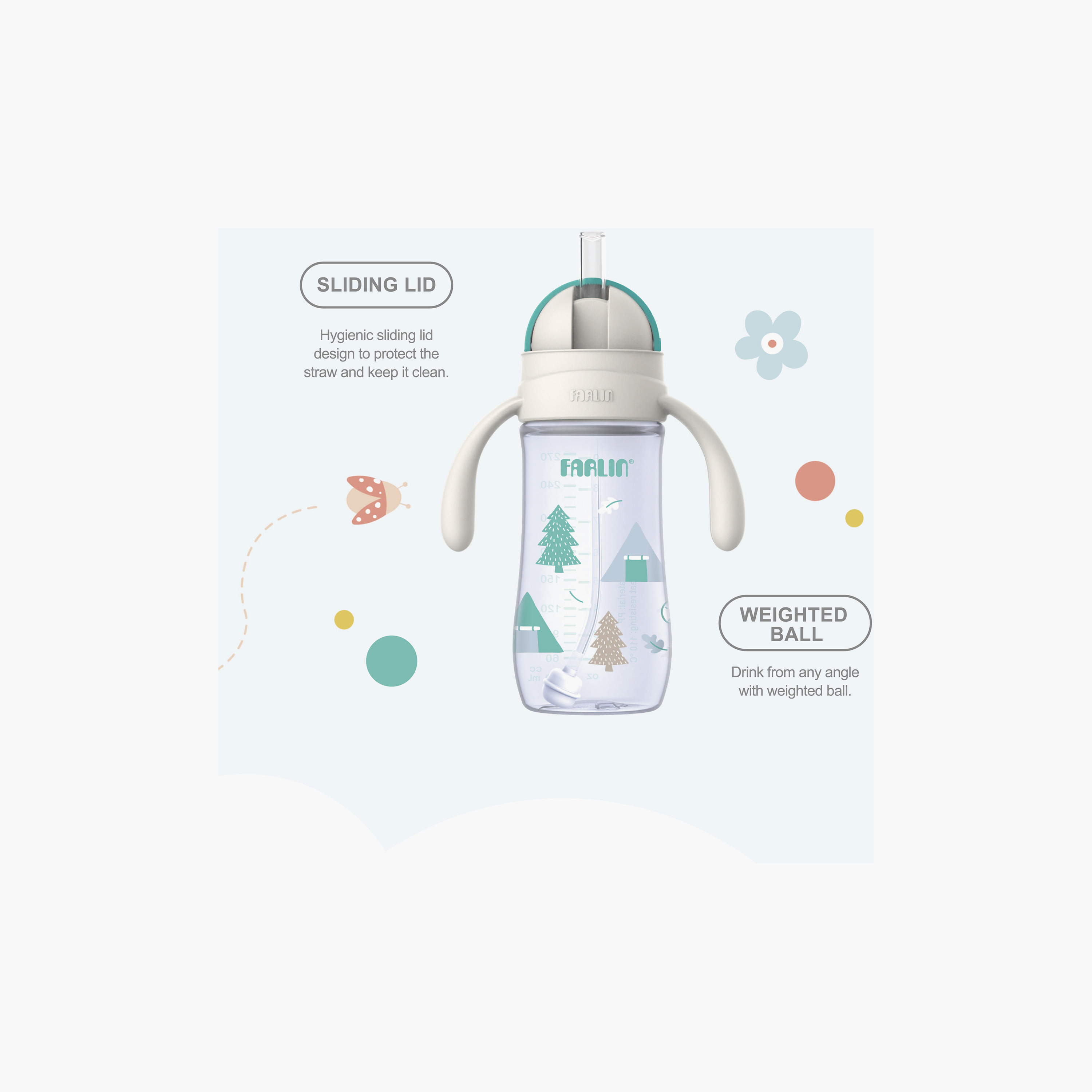كوب شرب بعنق واسع مع مقبض وغطاء منزلق من فارلين - 270 مل-baby-feeding-mealtimeessentials-image-4