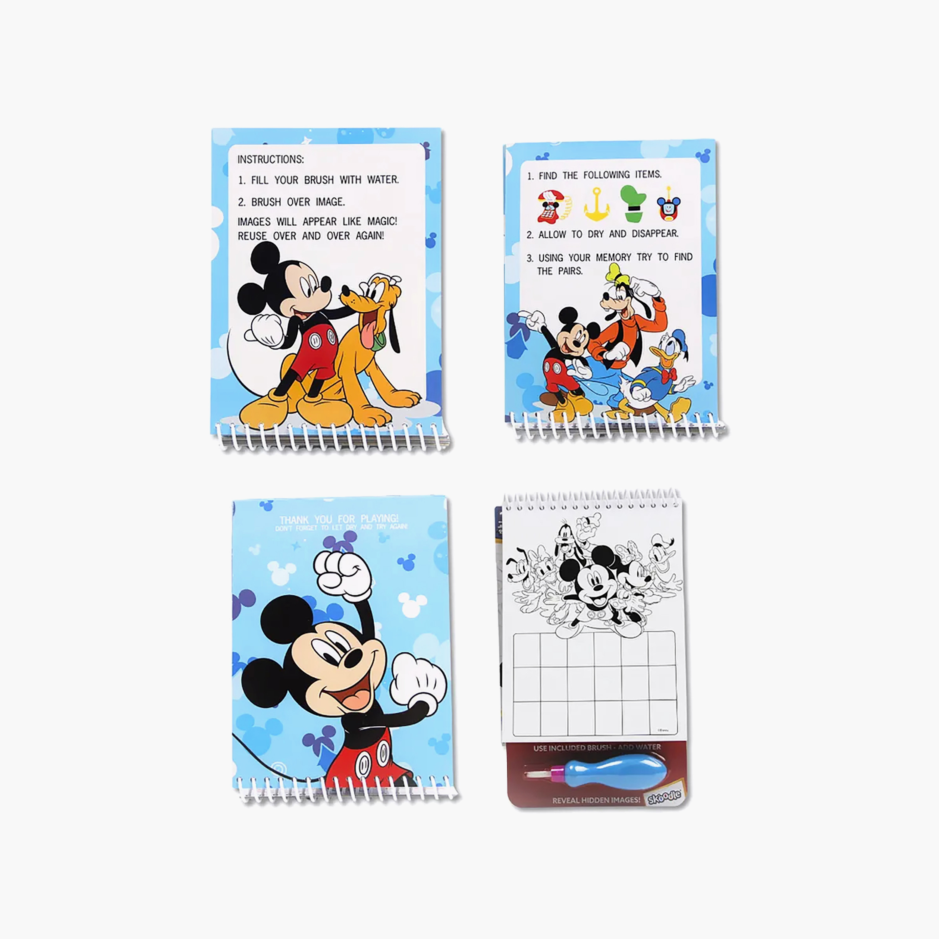 Disney Mickey Mouse Print Water Magic Pad with Brush-school-artsandcrafts-image-2