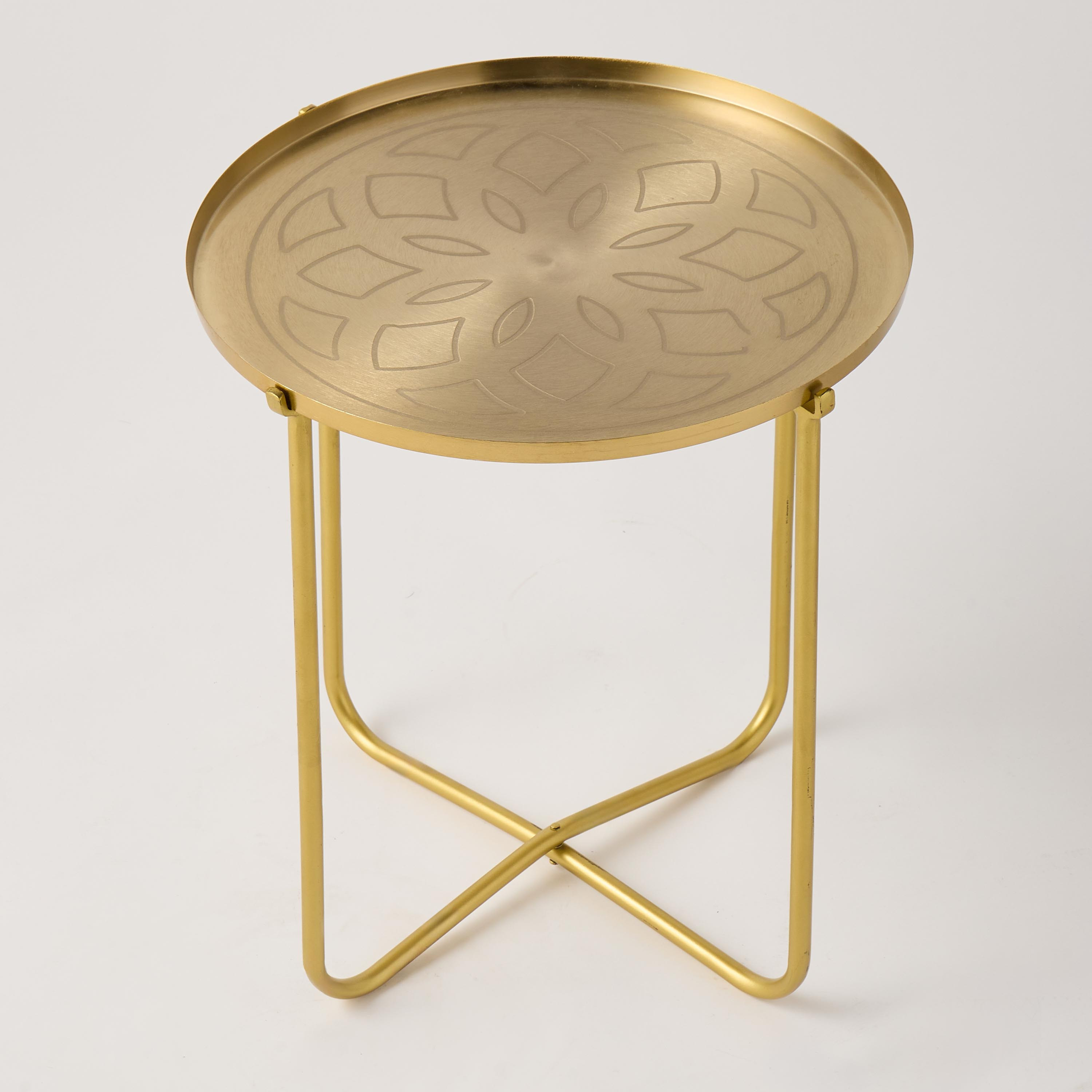 Moroccan Etched Accented Metal Table - 45x42 cm-furniture-livingroom-sideandendtables-image-3