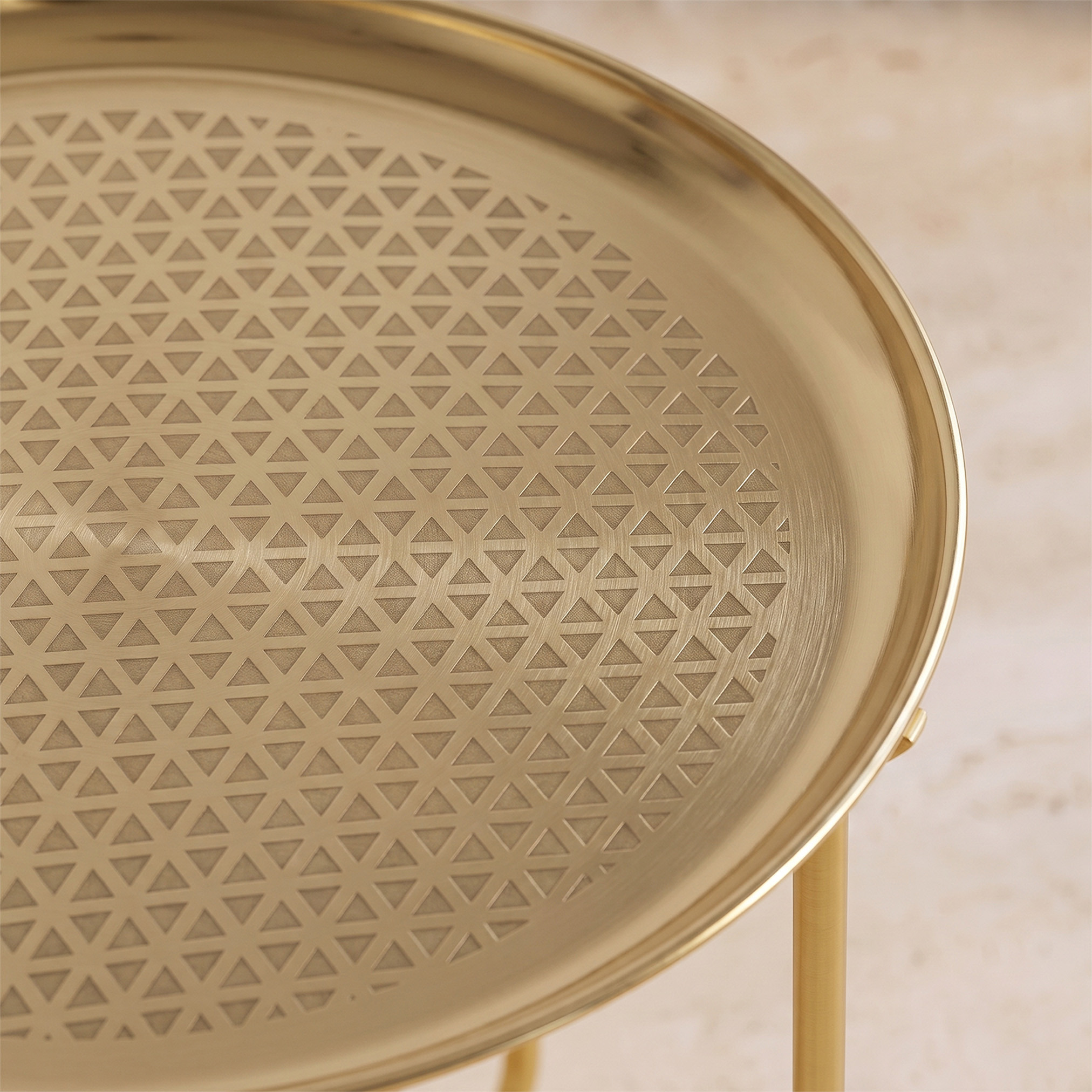 Geometric Etched Accented Metal Table - 49x39 cm-furniture-livingroom-sideandendtables-image-2