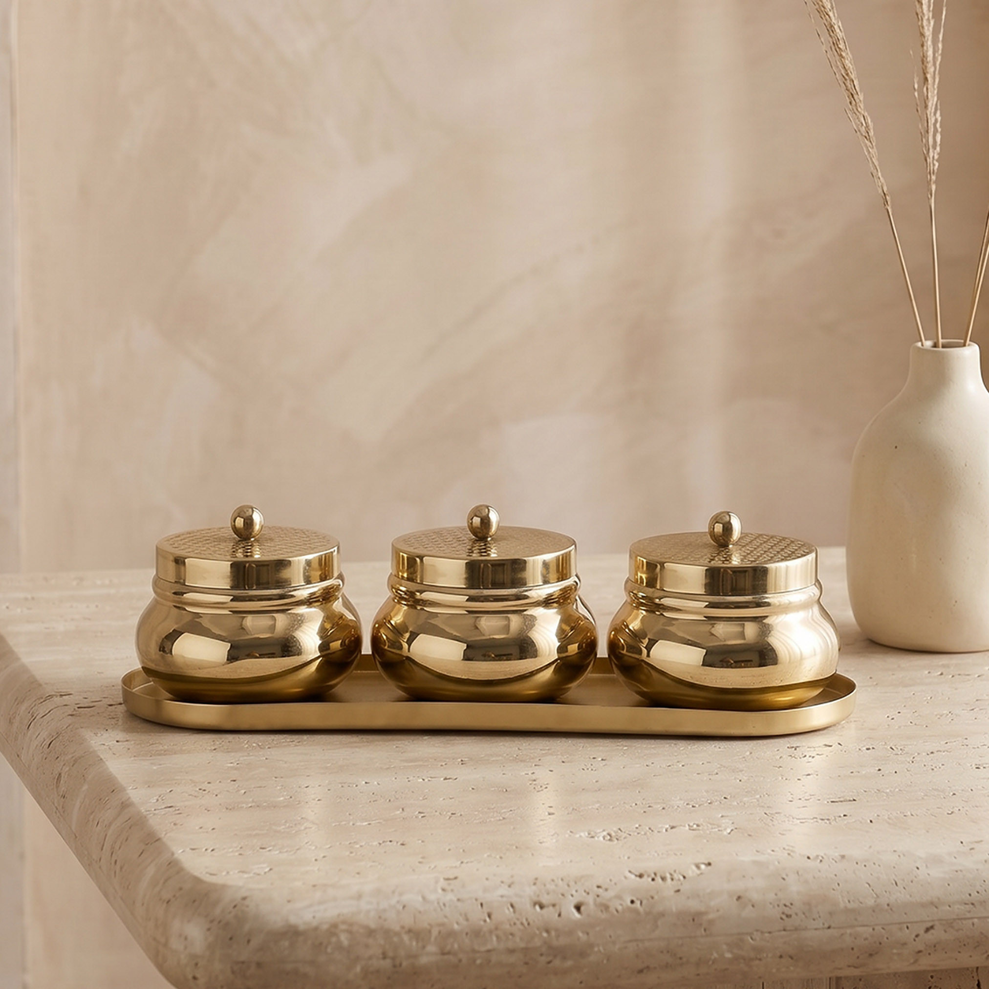 طقم صحون بنقوش هندسية من 3 قطع مع صينية-household-dining-serveware-servingtrays-image-2
