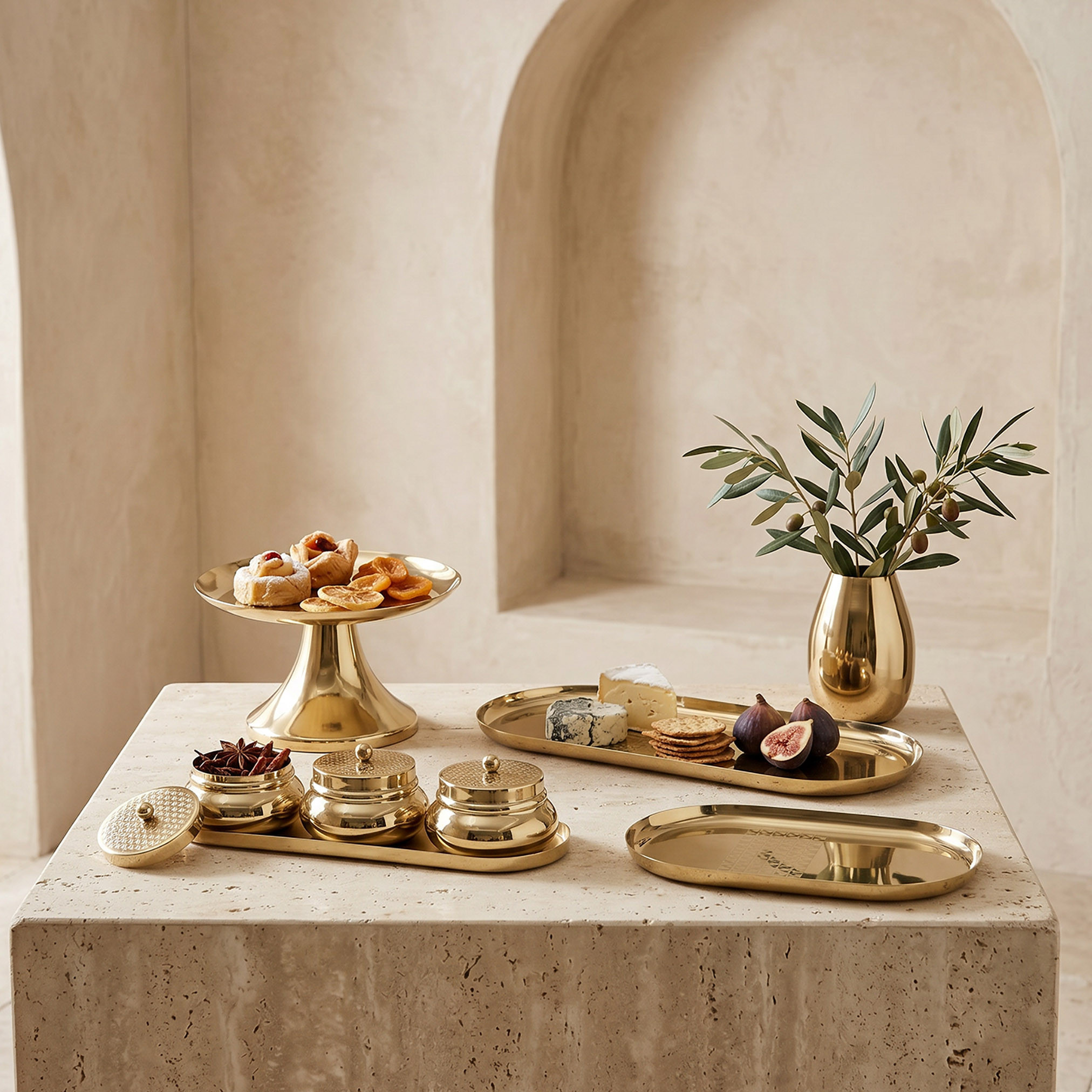 طقم صحون بنقوش هندسية من 3 قطع مع صينية-household-dining-serveware-servingtrays-image-5