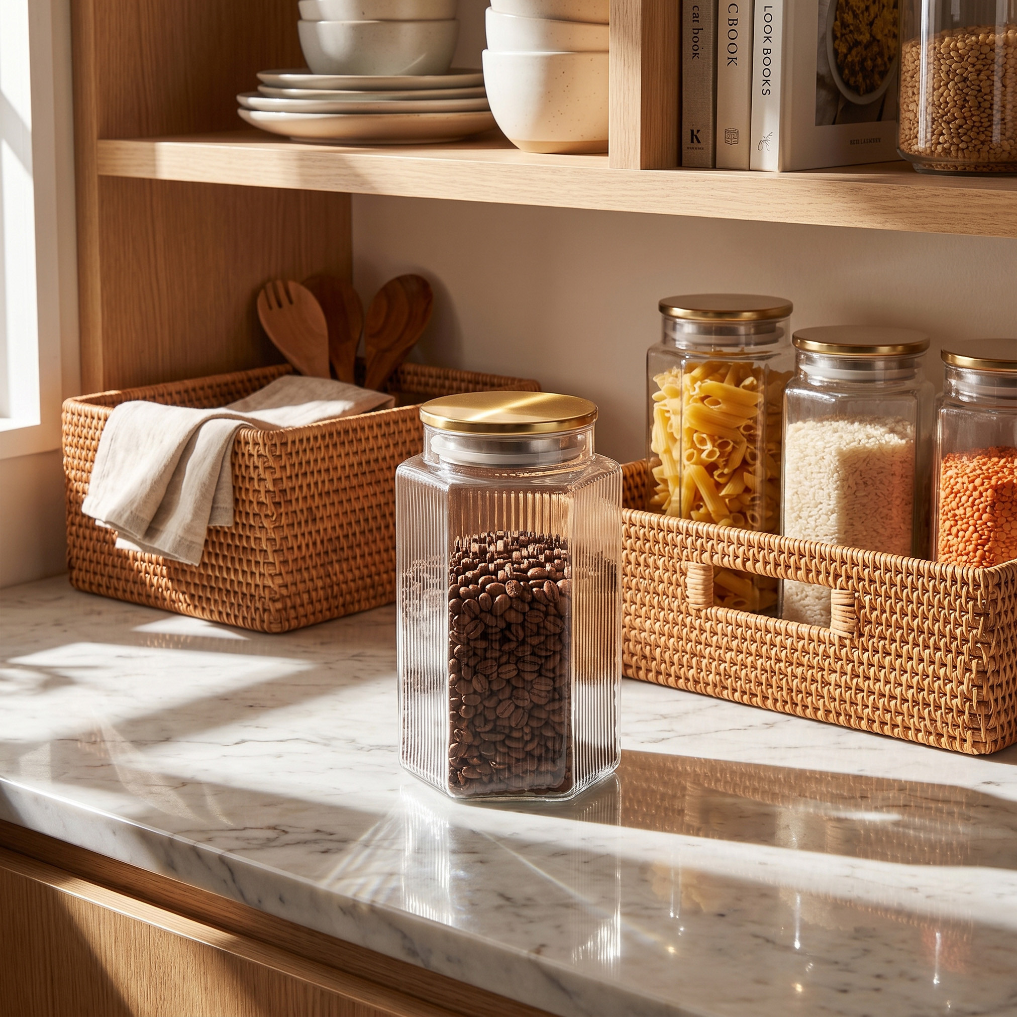 جرة زجاج مضلعة من زايا - 950 مل-household-kitchen-foodstorage-containers-image-5