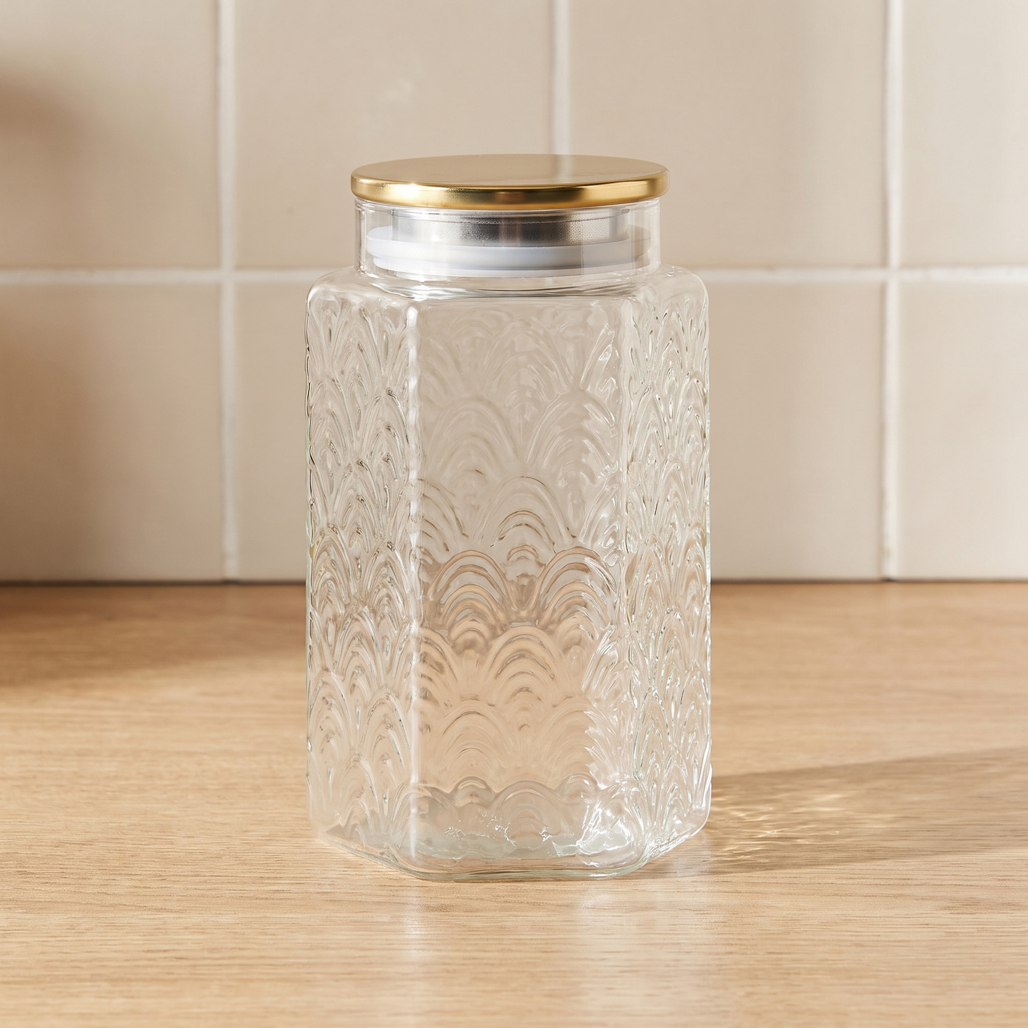 جرة زجاج بارزة الملمس من زايا - 950 مل-household-kitchen-foodstorage-containers-image-1